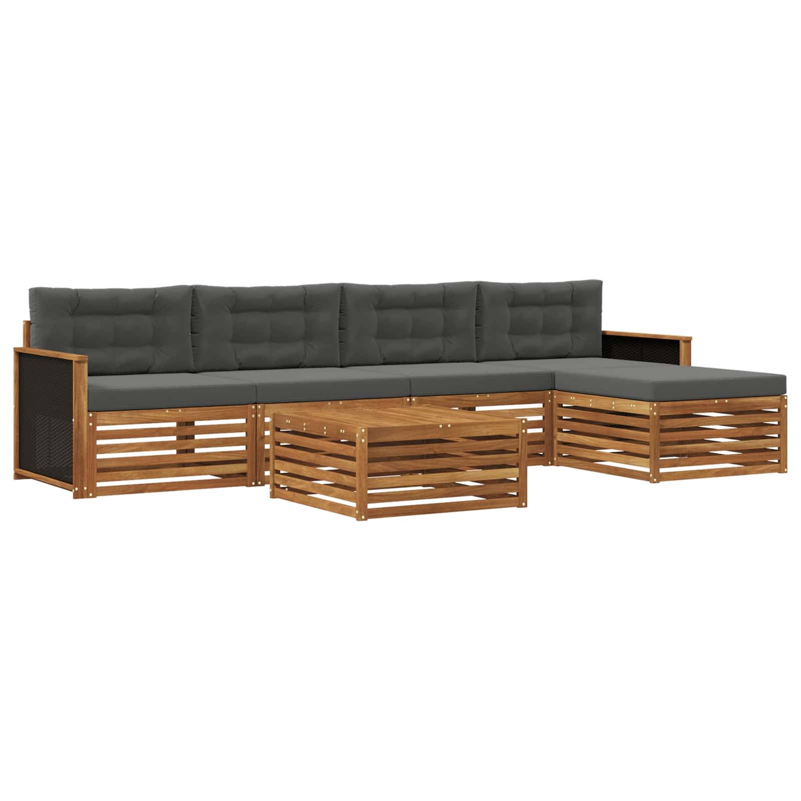 vidaXL Outdoor-Sofagarnitur 6 pcs Natur und Anthrazit 79 x 79 x 37 cm
