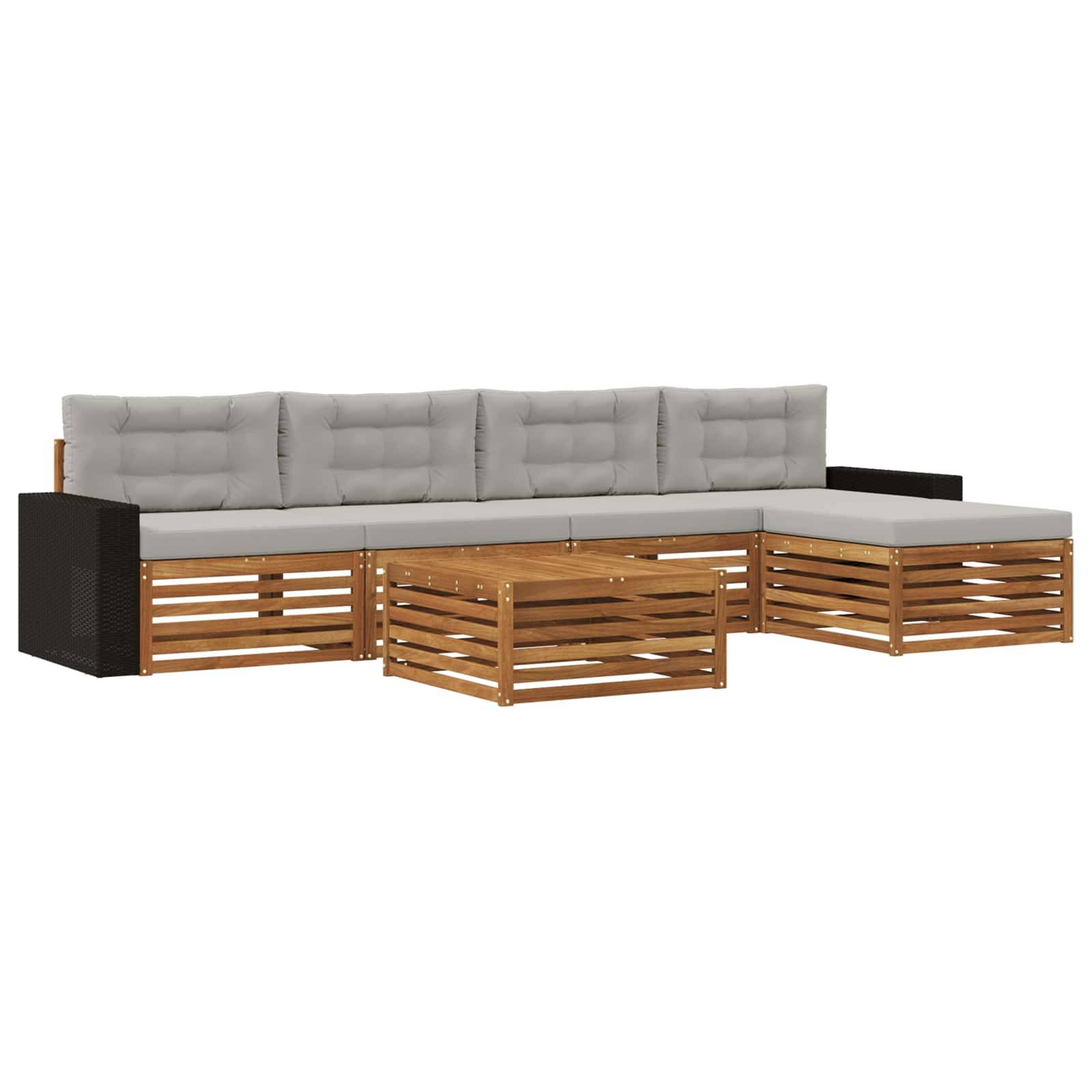 vidaXL Outdoor-Sofagarnitur 6 pcs Natürlich und Hellgrau