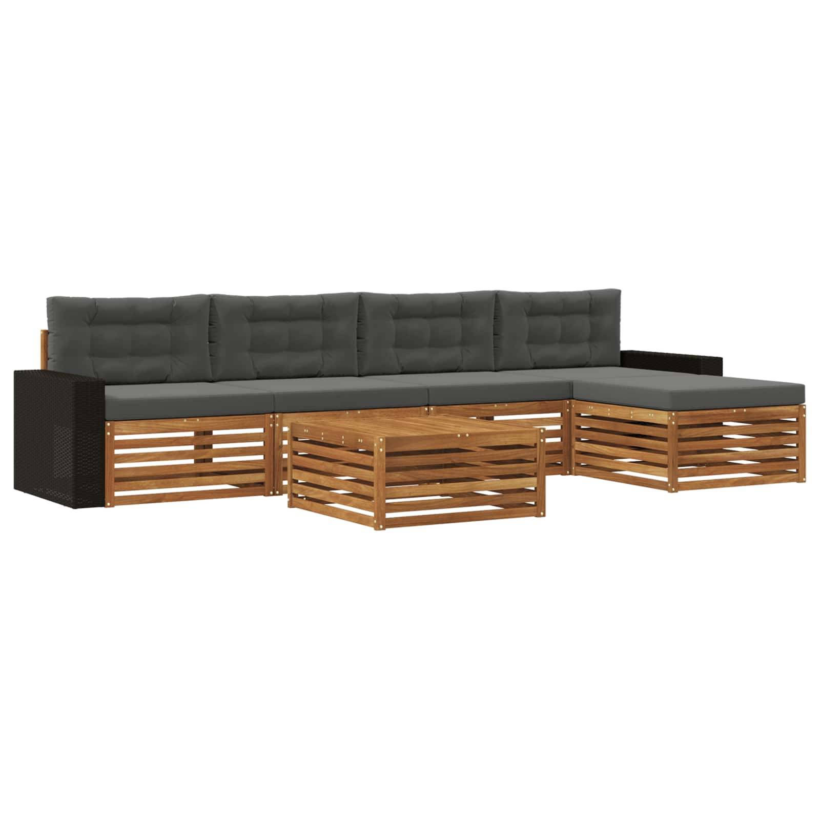 vidaXL Outdoor-Sofagarnitur 6 pcs Natur und Anthrazit 79 x 79 x 37 cm