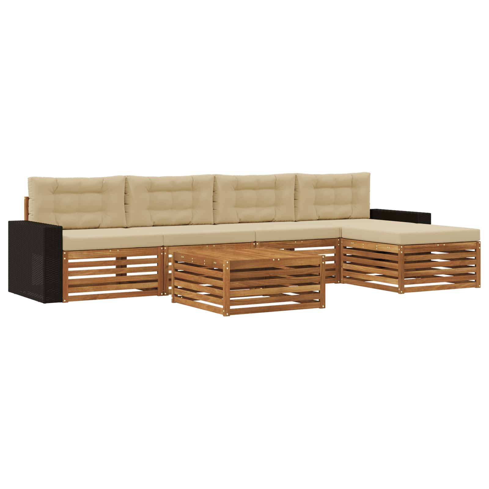 vidaXL Outdoor-Sofagarnitur 6 pcs Natur und Beige 79 x 79 x 37 cm
