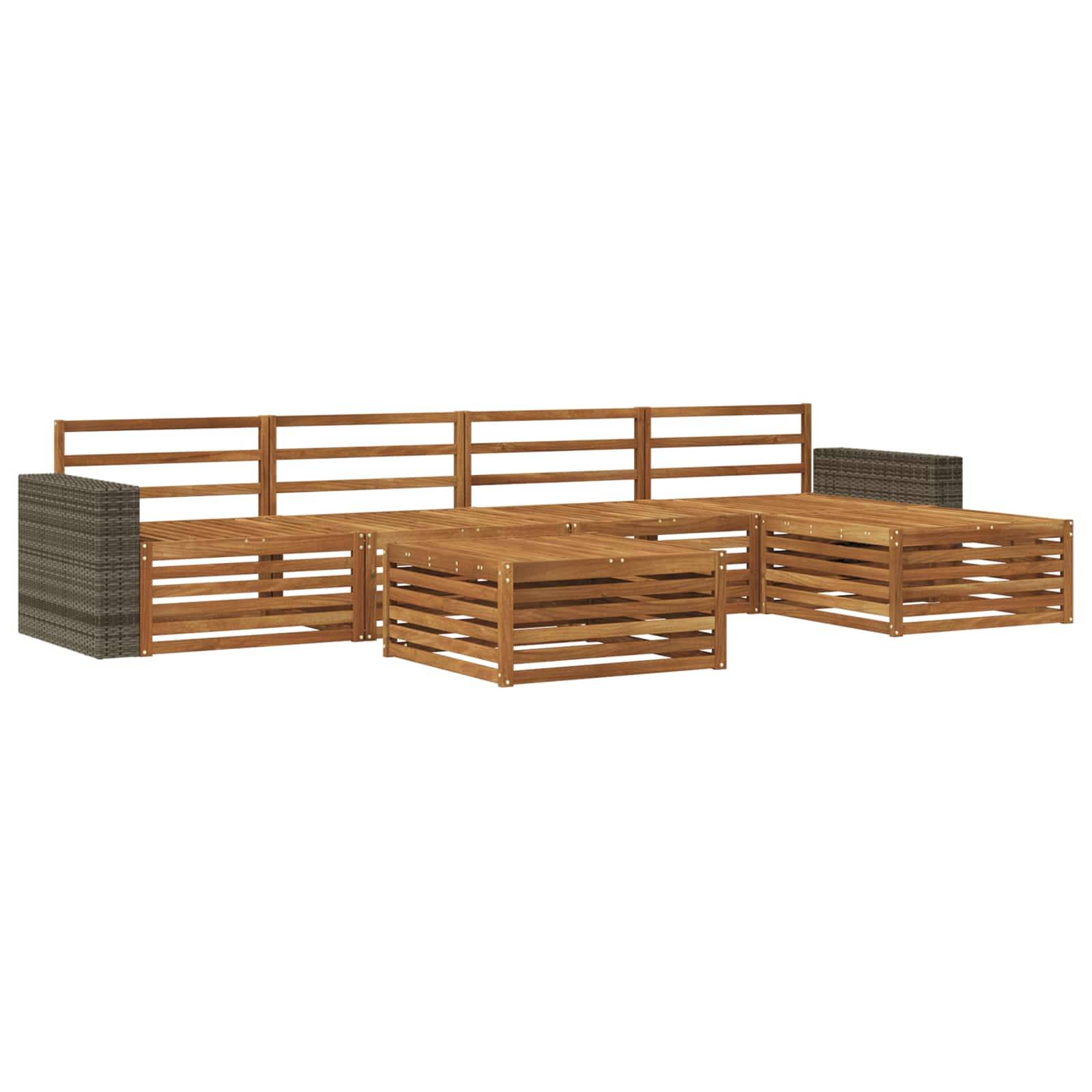 vidaXL Outdoor-Sofagarnitur 6 pcs Natur 79 x 79 x 37 cm