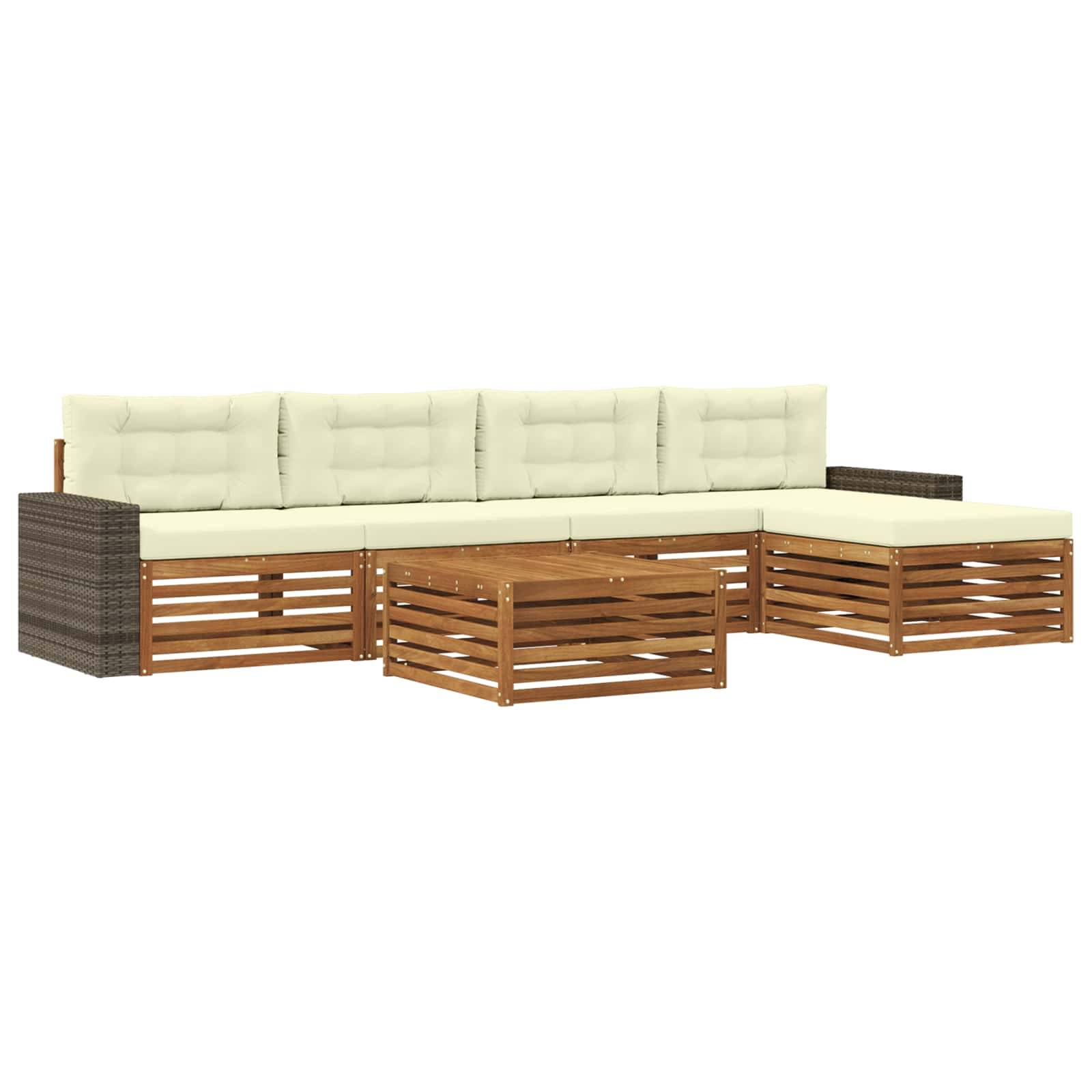 vidaXL Outdoor-Sofagarnitur 6 pcs Natur und Creme 79 x 79 x 37 cm