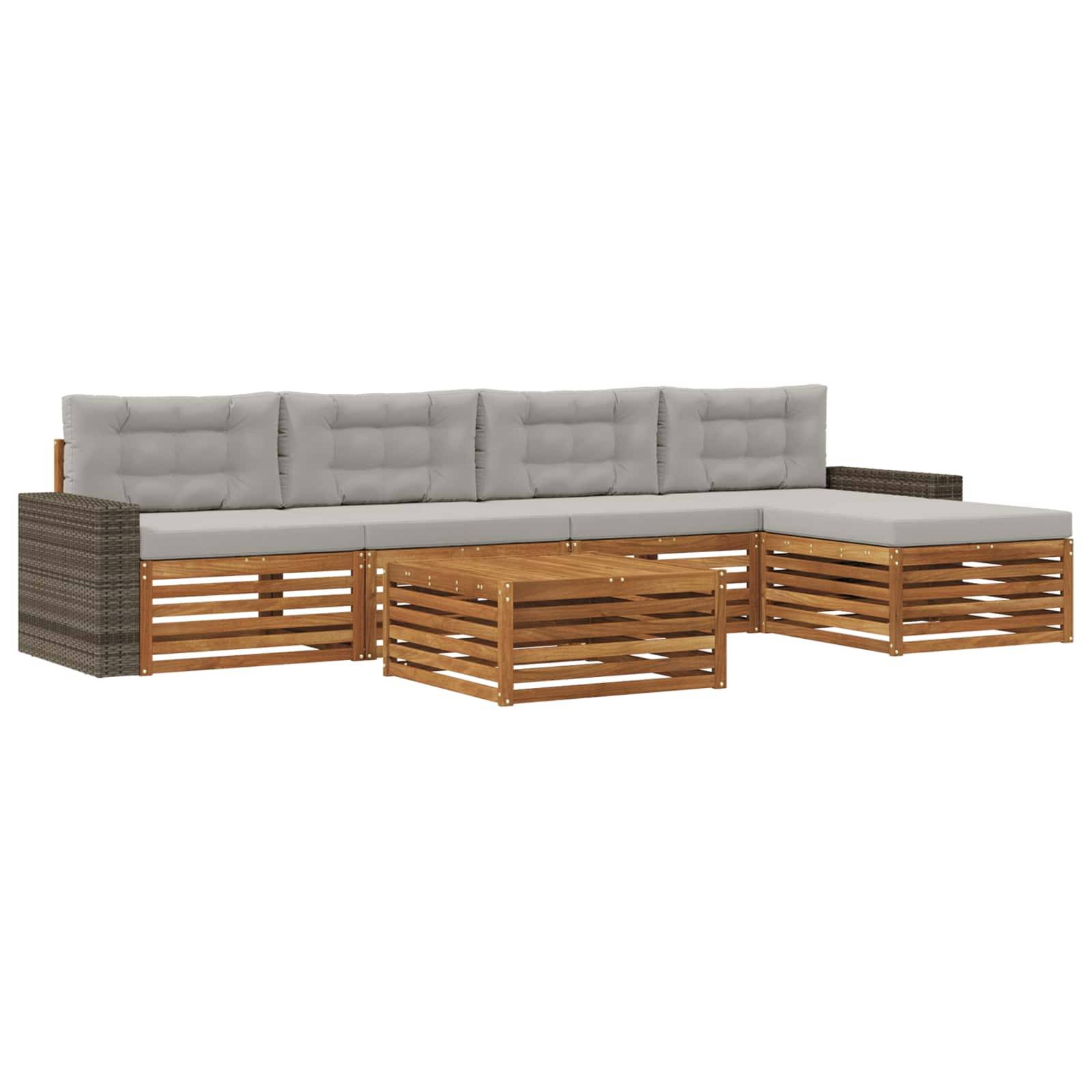 vidaXL Outdoor-Sofagarnitur 6 pcs Natürlich und Hellgrau