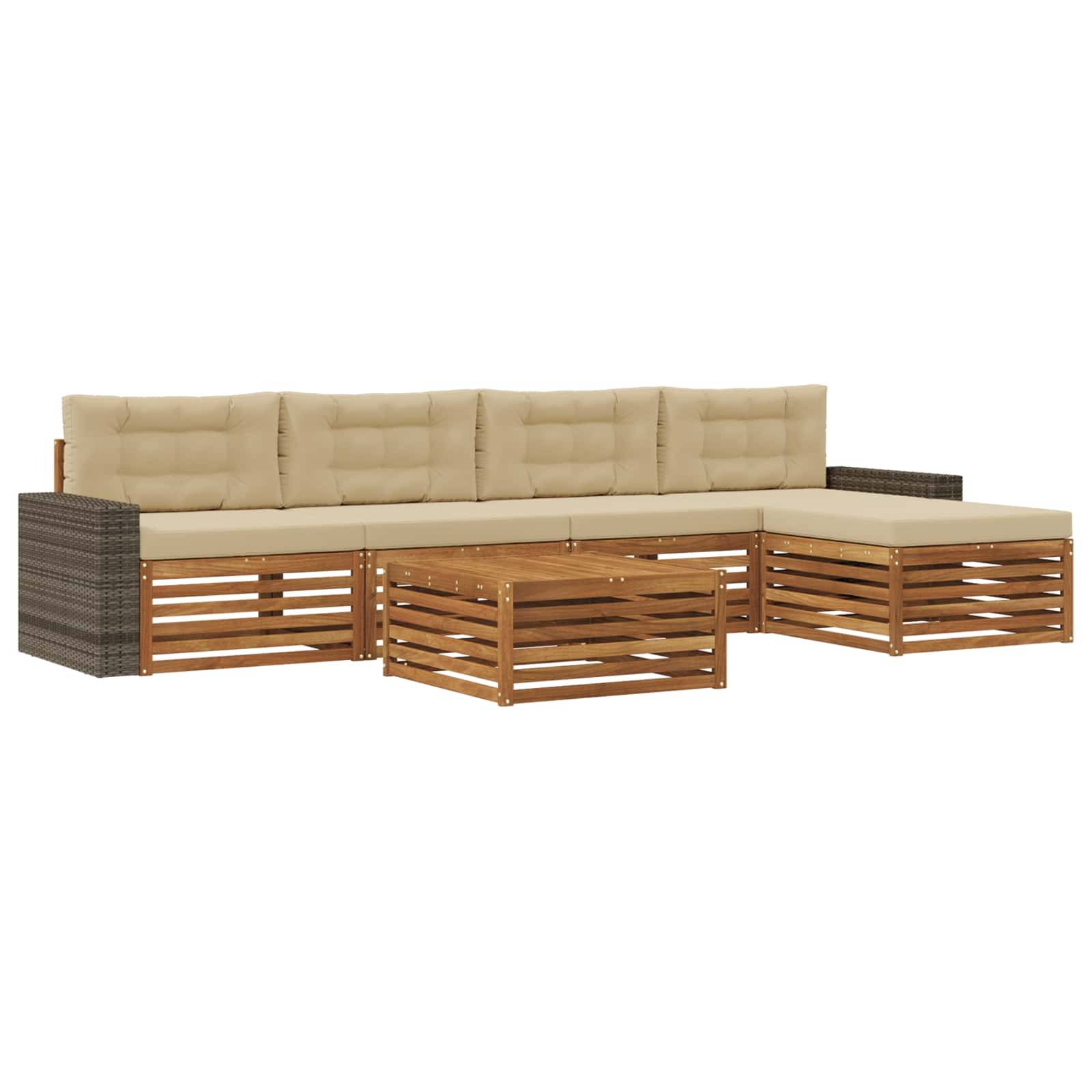 vidaXL Outdoor-Sofagarnitur 6 pcs Natur und Beige 79 x 79 x 37 cm