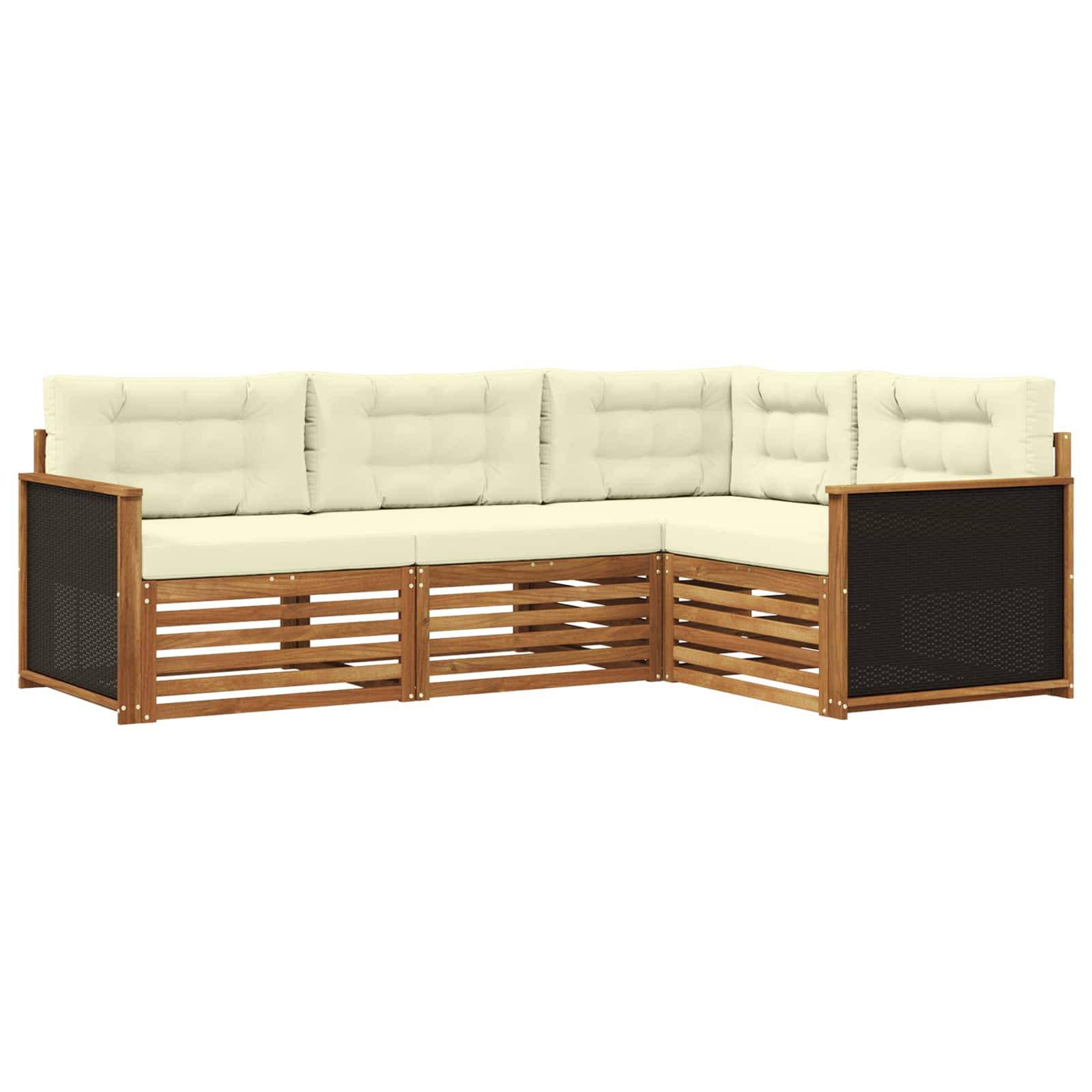 vidaXL Outdoor-Sofagarnitur 4 pcs Natur und Creme