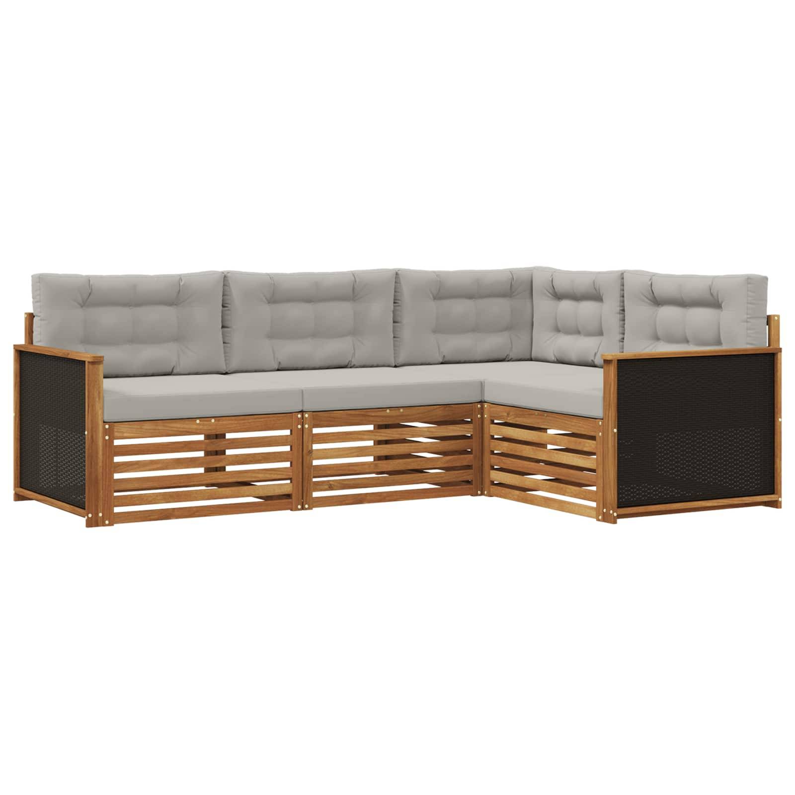 vidaXL Outdoor-Sofagarnitur 4 pcs Natürlich und Hellgrau
