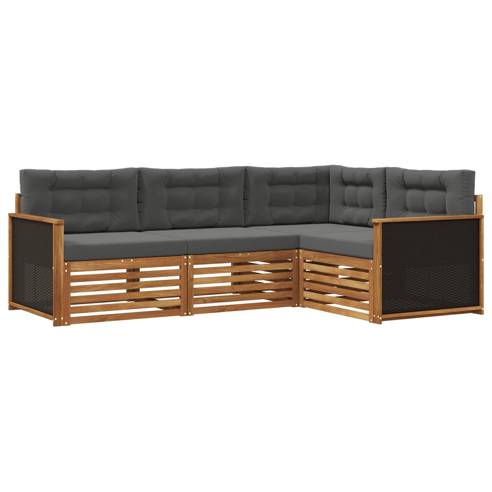 vidaXL Outdoor-Sofagarnitur 4 pcs Natur und Anthrazit