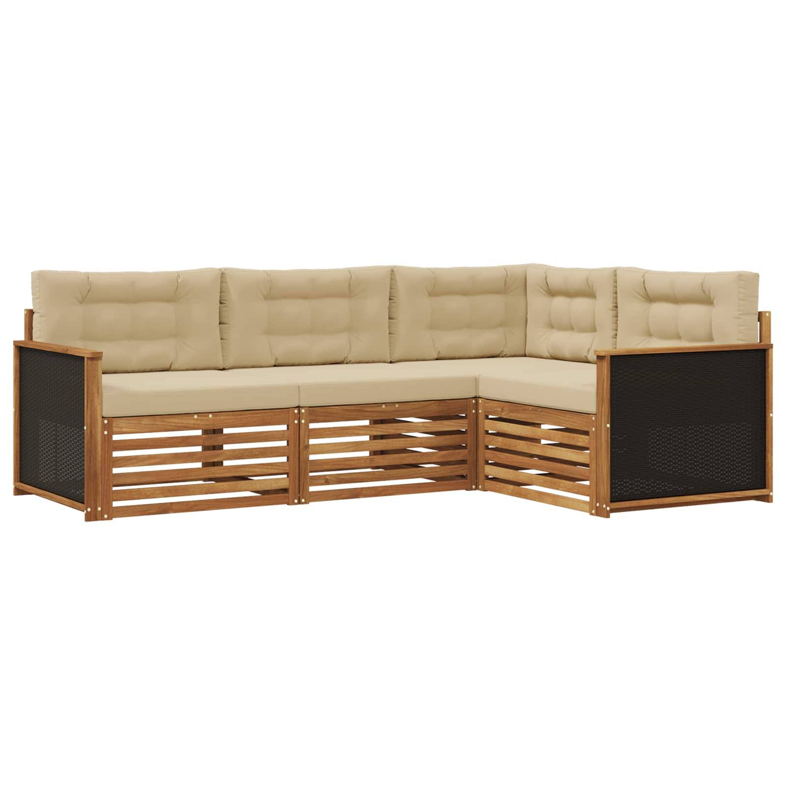 vidaXL Outdoor-Sofagarnitur 4 pcs Natur und Beige