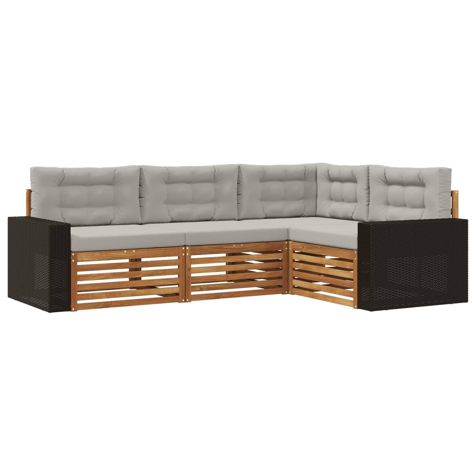 vidaXL Outdoor-Sofagarnitur 4 pcs Natürlich und Hellgrau