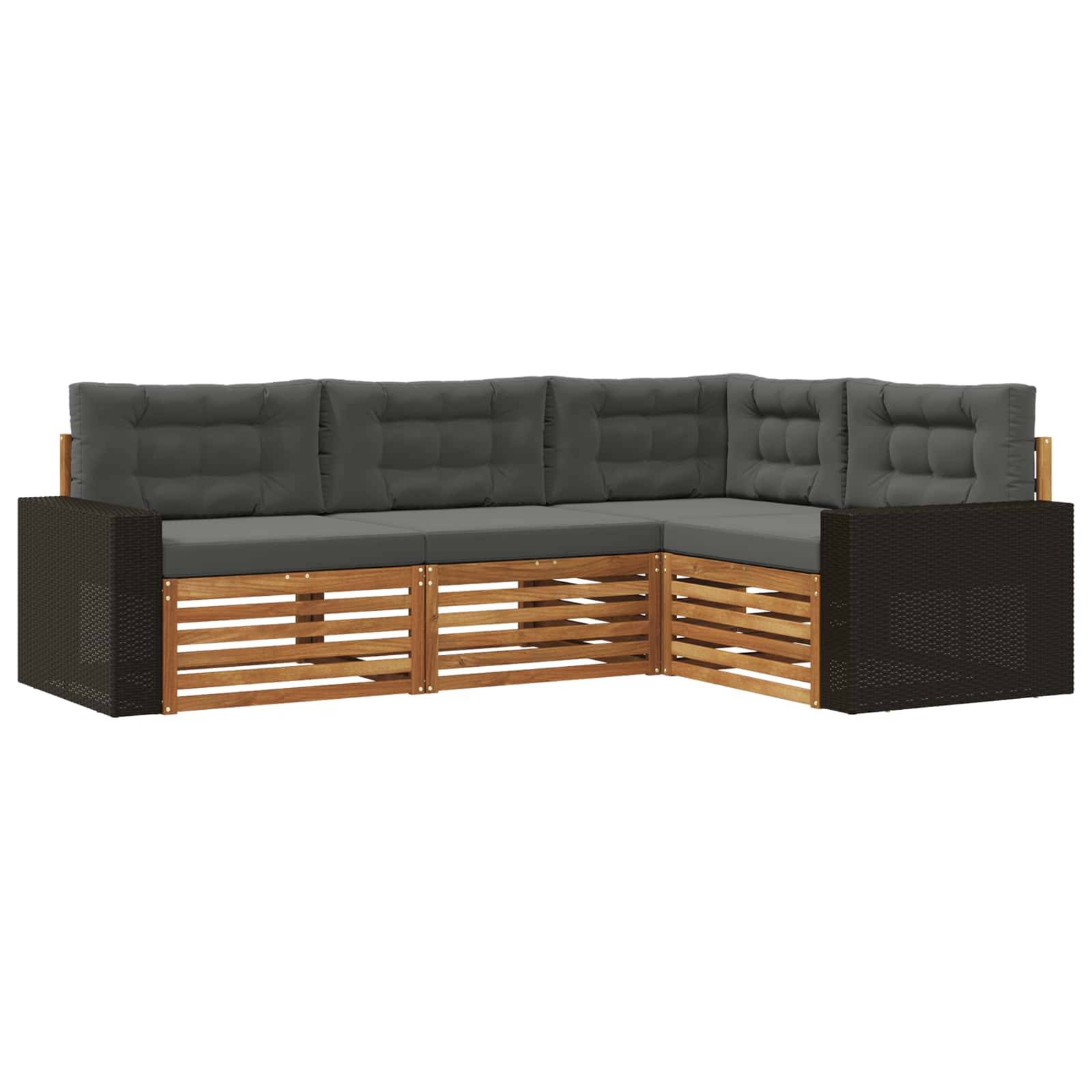 vidaXL Outdoor-Sofagarnitur 4 pcs Natur und Anthrazit