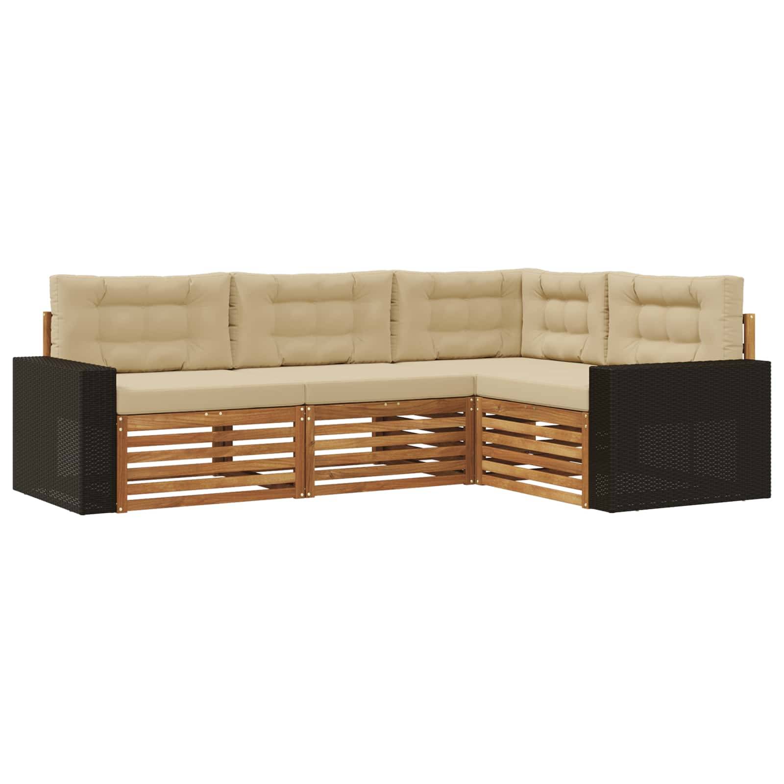 vidaXL Outdoor-Sofagarnitur 4 pcs Natur und Beige