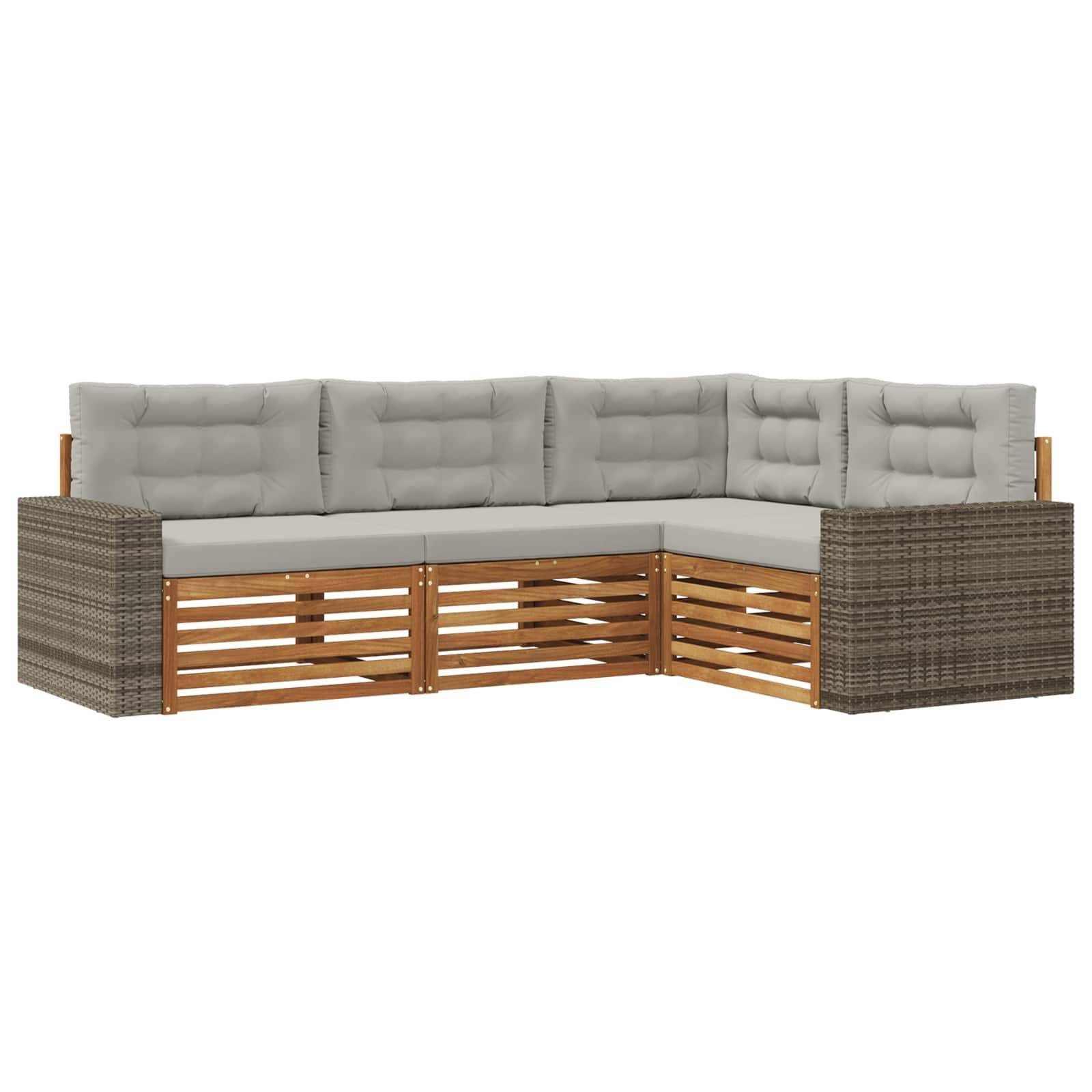 vidaXL Outdoor-Sofagarnitur 4 pcs Natürlich und Hellgrau