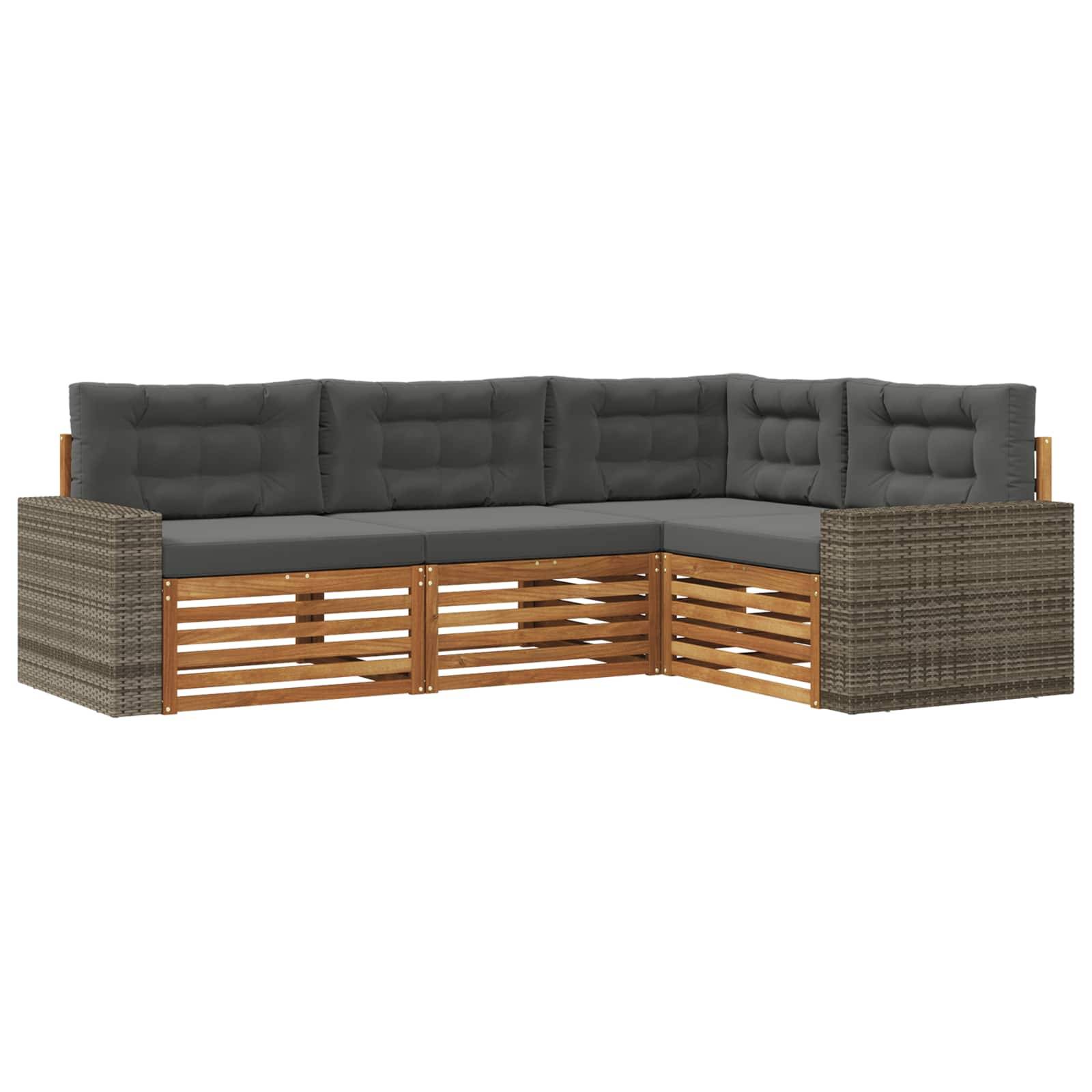 vidaXL Outdoor-Sofagarnitur 4 pcs Natur und Anthrazit
