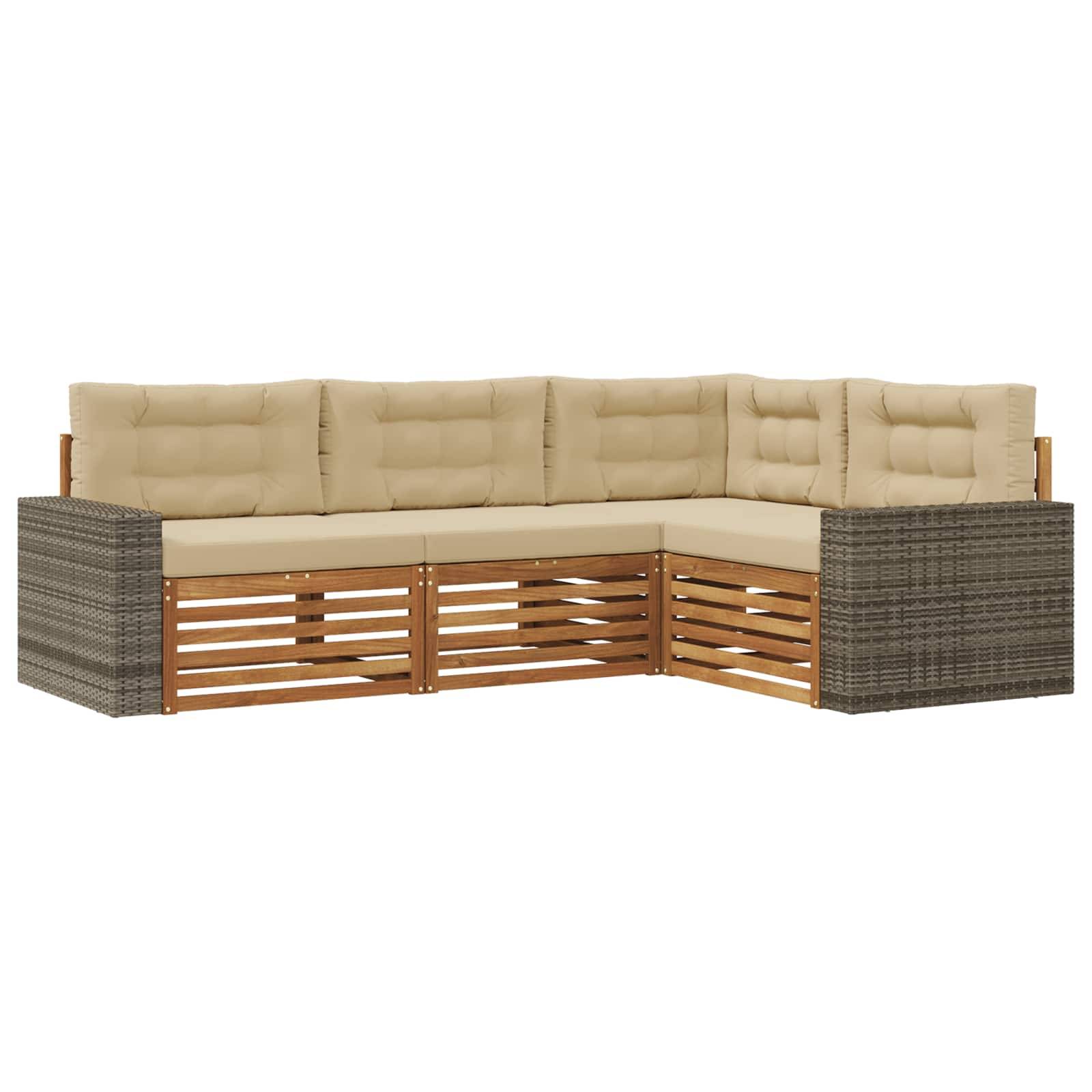 vidaXL Outdoor-Sofagarnitur 4 pcs Natur und Beige