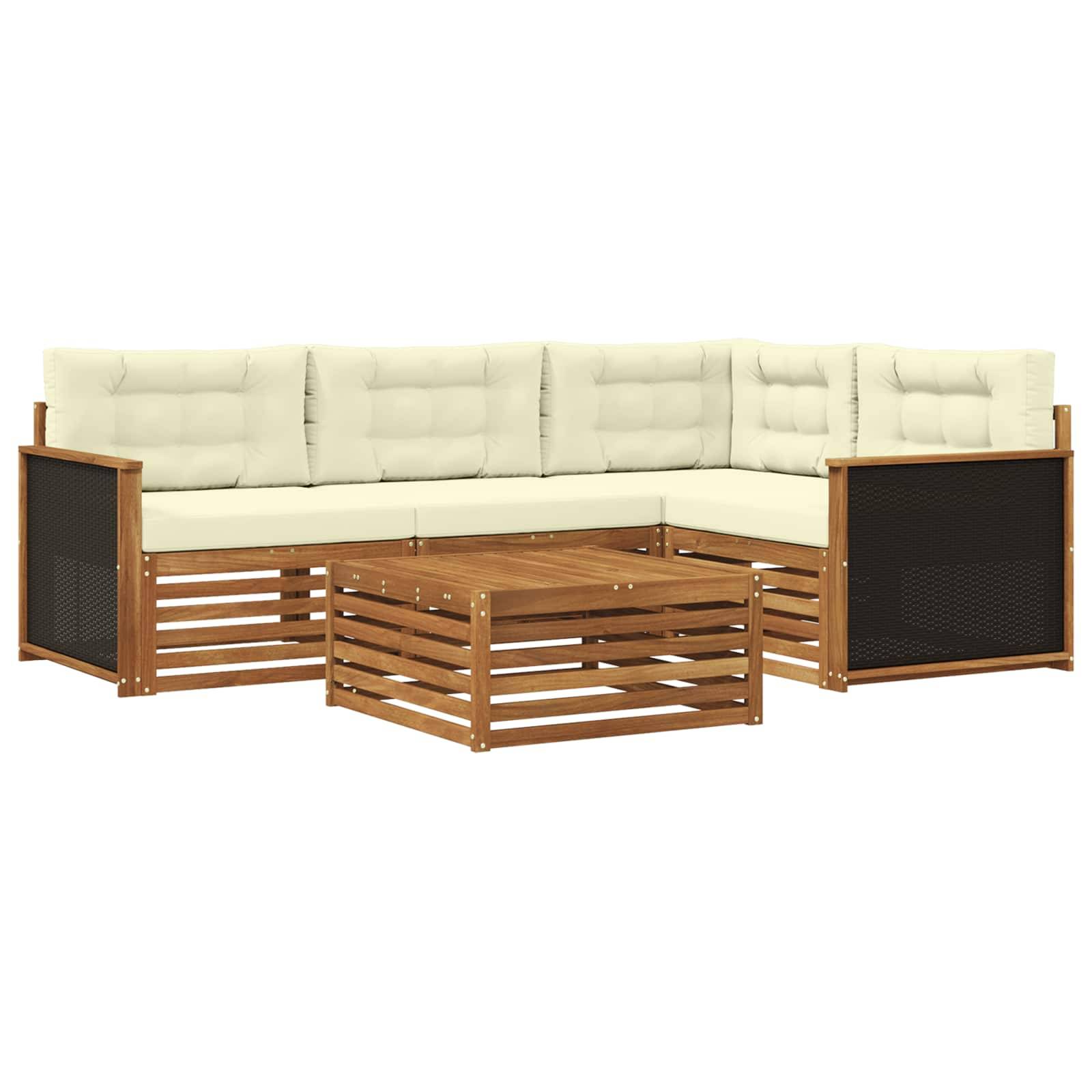 vidaXL Outdoor-Sofagarnitur 5 pcs Natur und Creme 79 x 79 x 37 cm