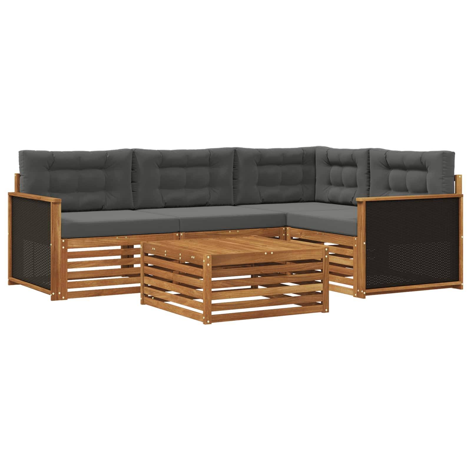 vidaXL Outdoor-Sofagarnitur 5 pcs Natur und Anthrazit 79 x 79 x 37 cm