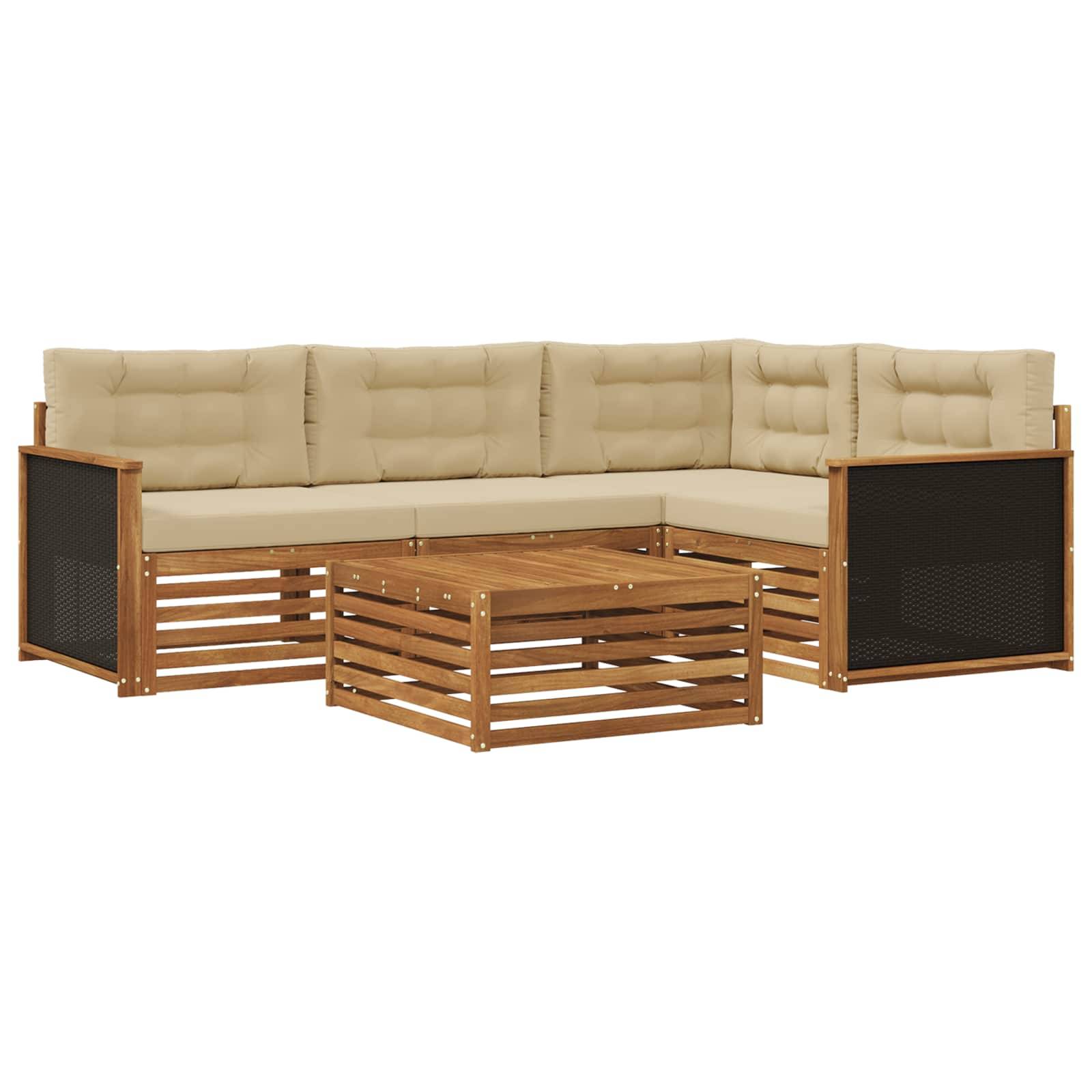 vidaXL Outdoor-Sofagarnitur 5 pcs Natur und Beige 79 x 79 x 37 cm
