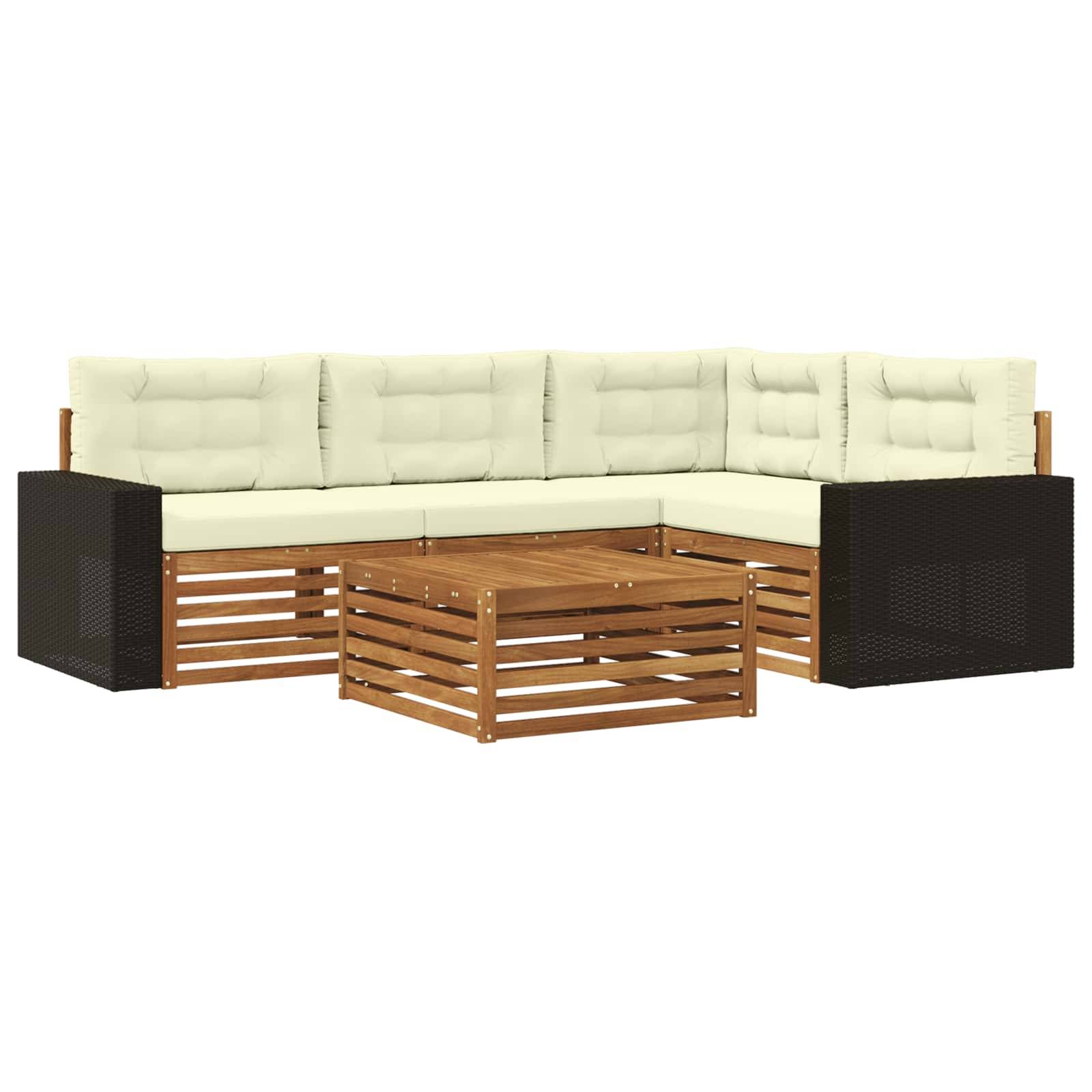 vidaXL Outdoor-Sofagarnitur 5 pcs Natur und Creme 79 x 79 x 37 cm