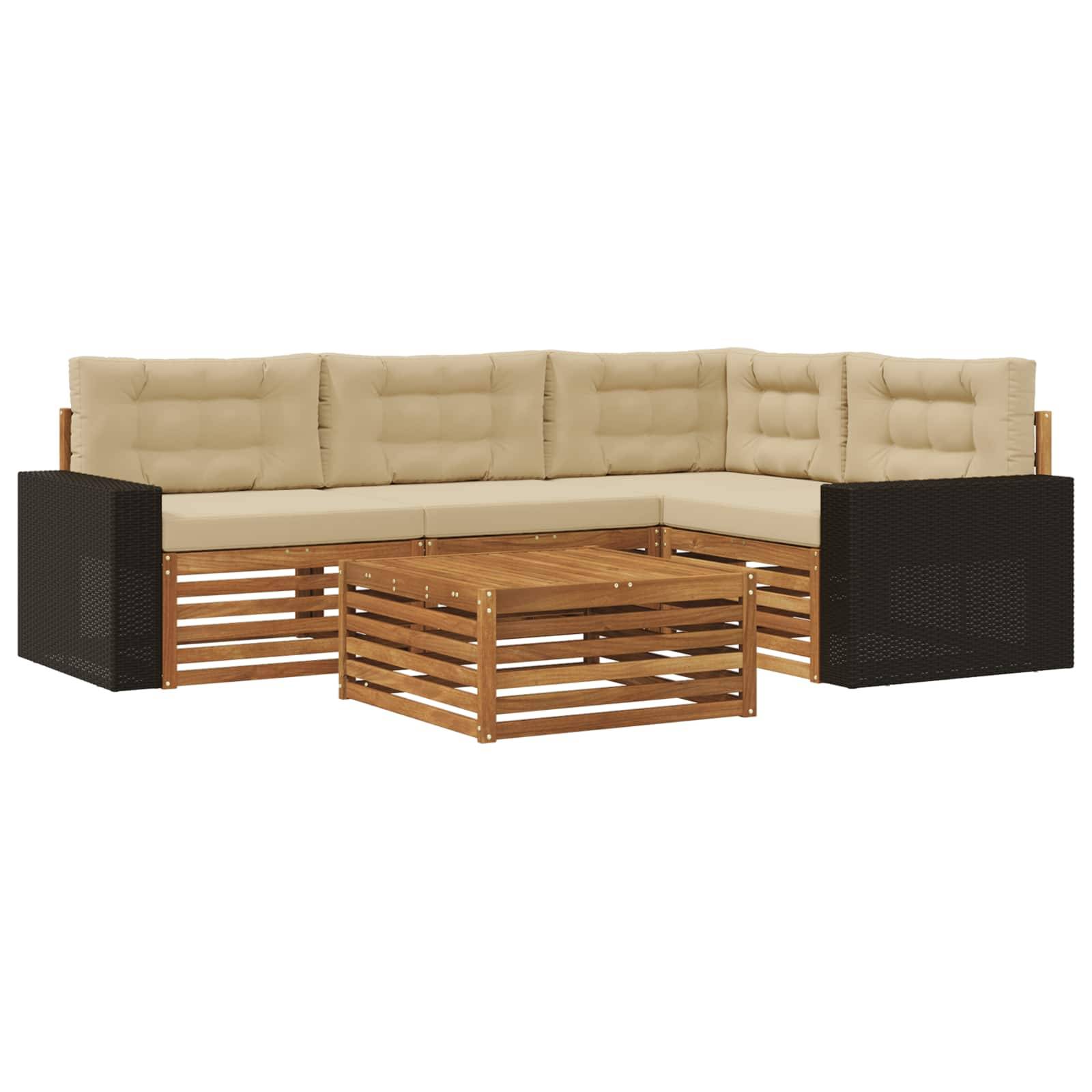 vidaXL Outdoor-Sofagarnitur 5 pcs Natur und Beige 79 x 79 x 37 cm