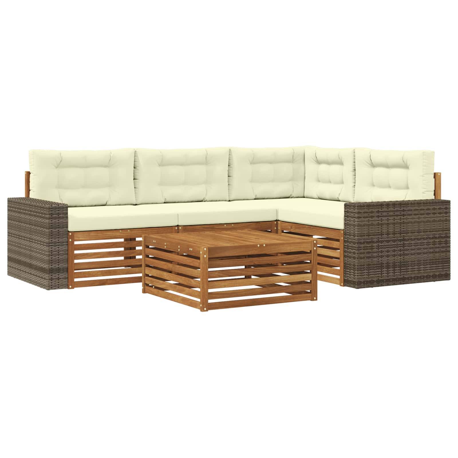 vidaXL Outdoor-Sofagarnitur 5 pcs Natur und Creme 79 x 79 x 37 cm