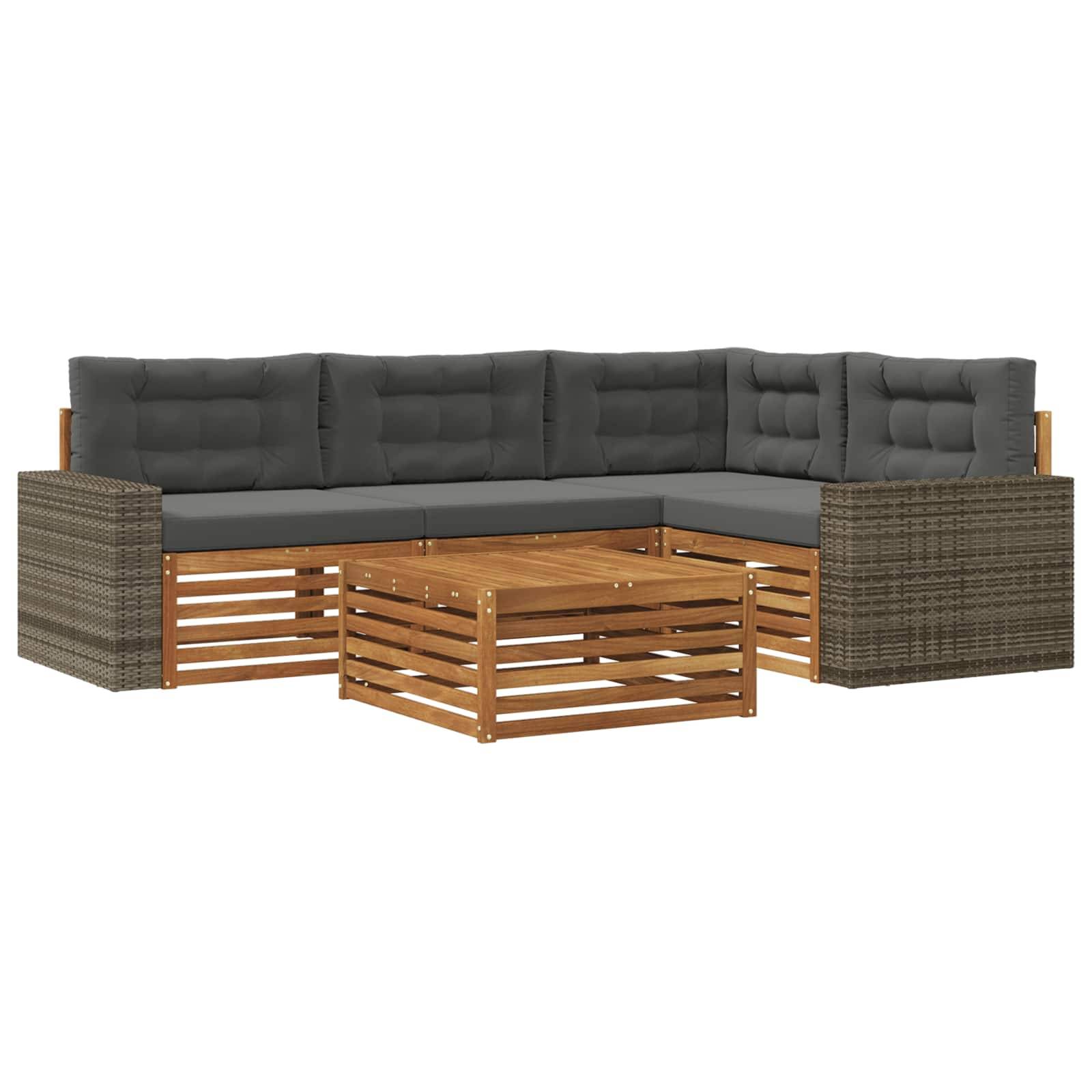 vidaXL Outdoor-Sofagarnitur 5 pcs Natur und Anthrazit 79 x 79 x 37 cm
