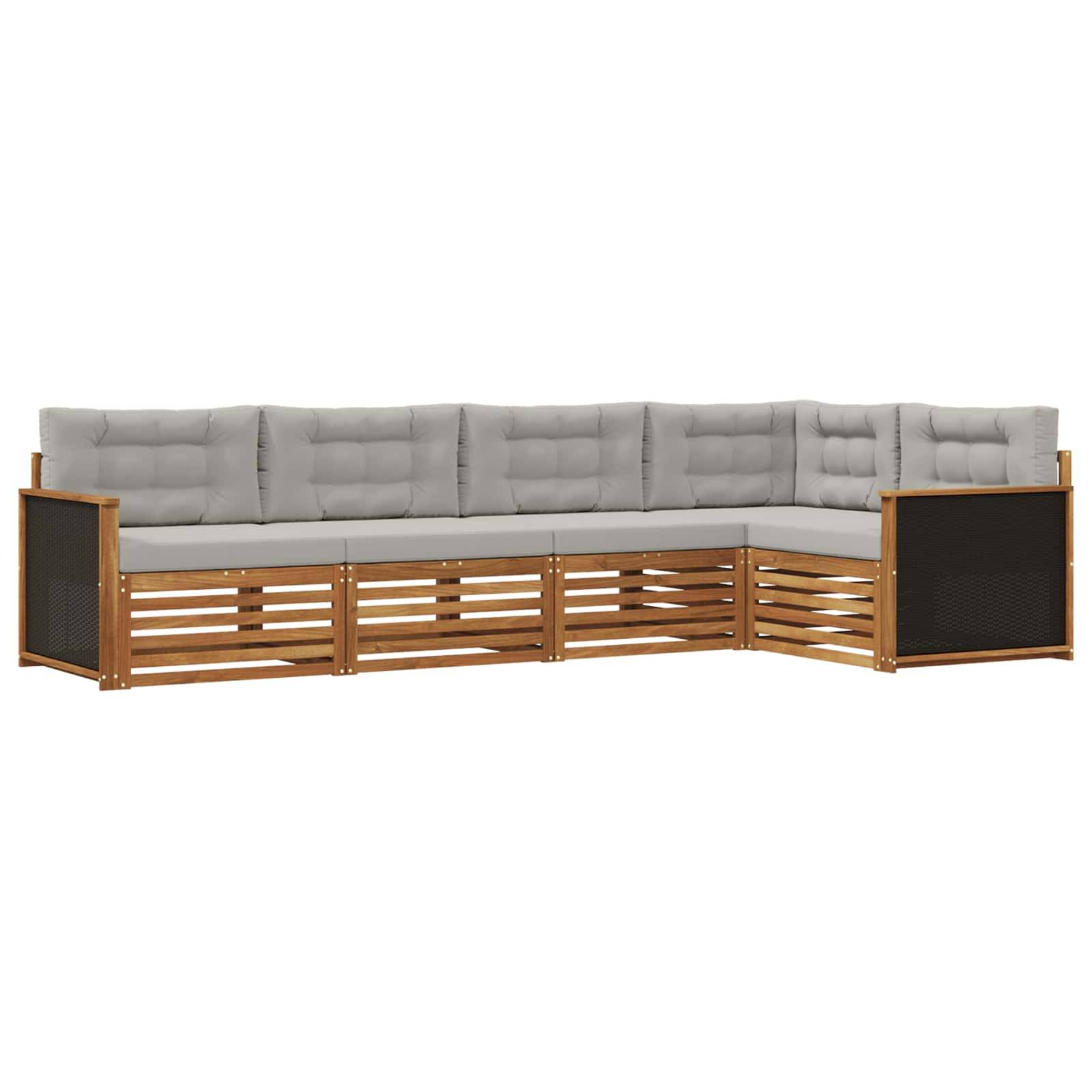 vidaXL Outdoor-Sofagarnitur 5 pcs Natürlich und Hellgrau