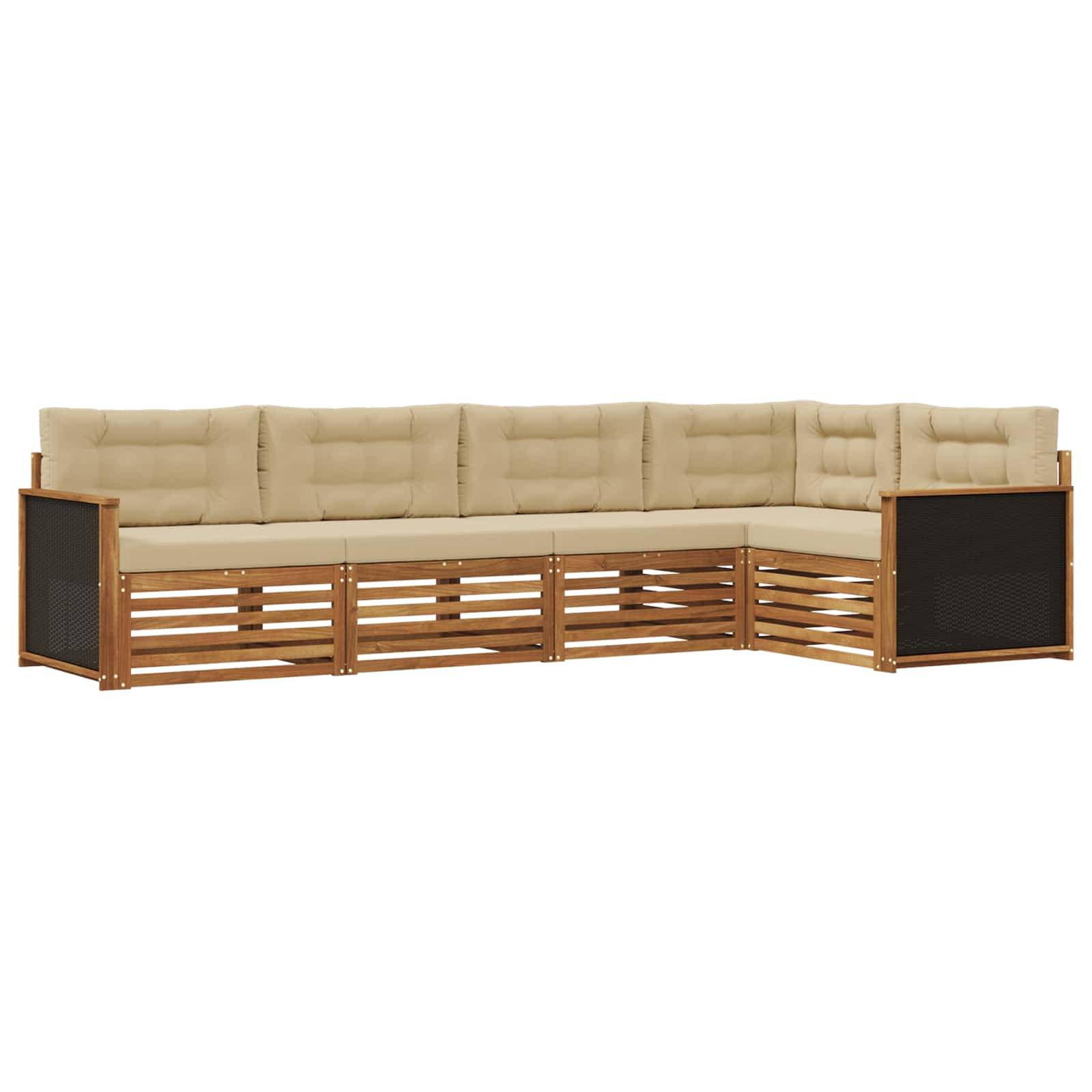 vidaXL Outdoor-Sofagarnitur 5 pcs Natur und Beige 323 x 164,5 x 73 cm