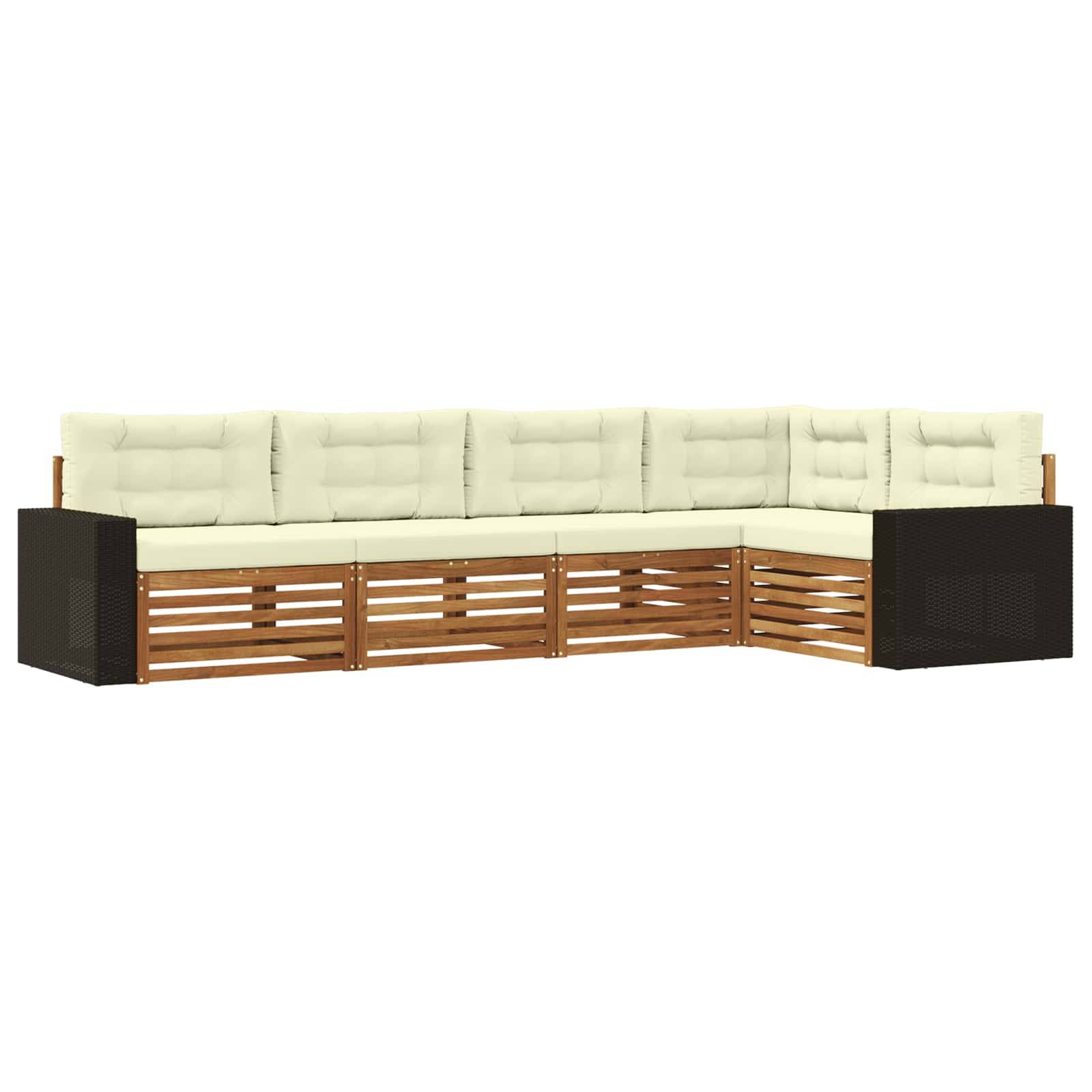 vidaXL Outdoor-Sofagarnitur 5 pcs Natur und Creme 331 x 172,5 x 73 cm