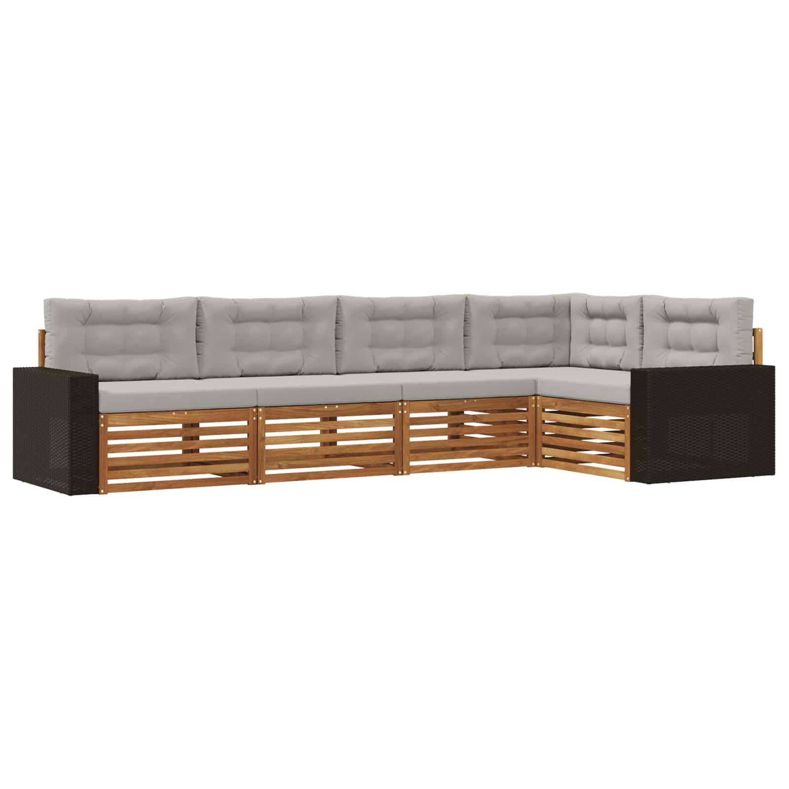 vidaXL Outdoor-Sofagarnitur 5 pcs Natürlich und Hellgrau