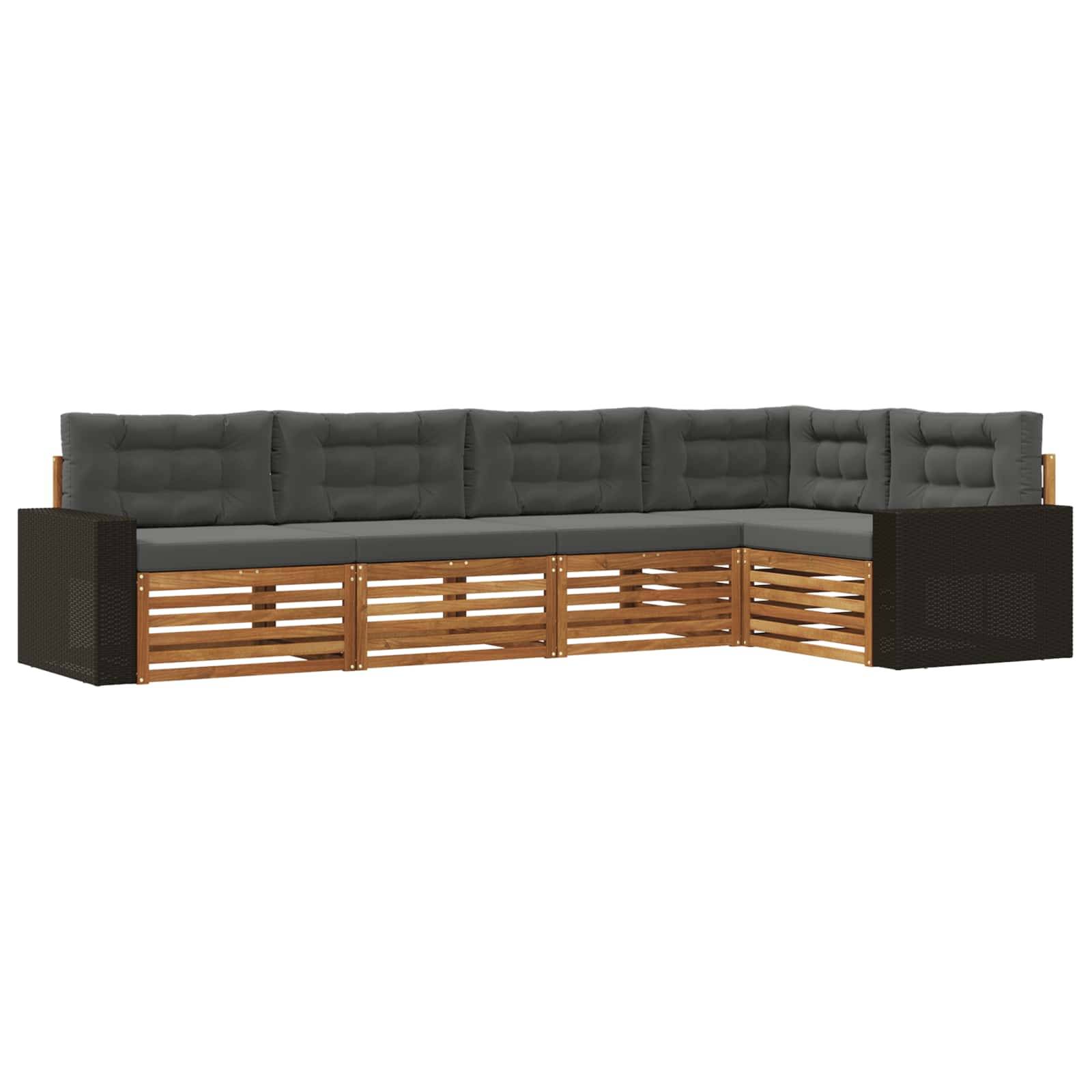 vidaXL Outdoor-Sofagarnitur 5 pcs Natur und Anthrazit