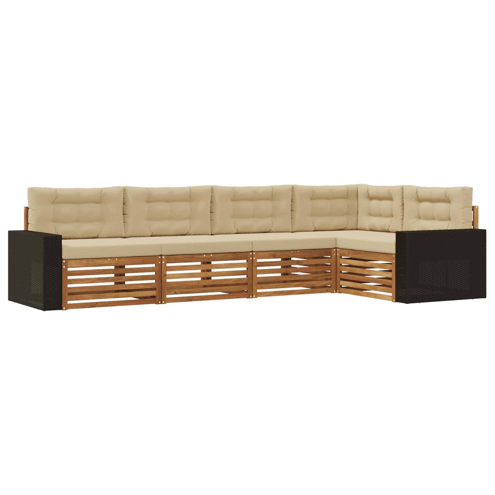 vidaXL Outdoor-Sofagarnitur 5 pcs Natur und Beige 331 x 172,5 x 73 cm