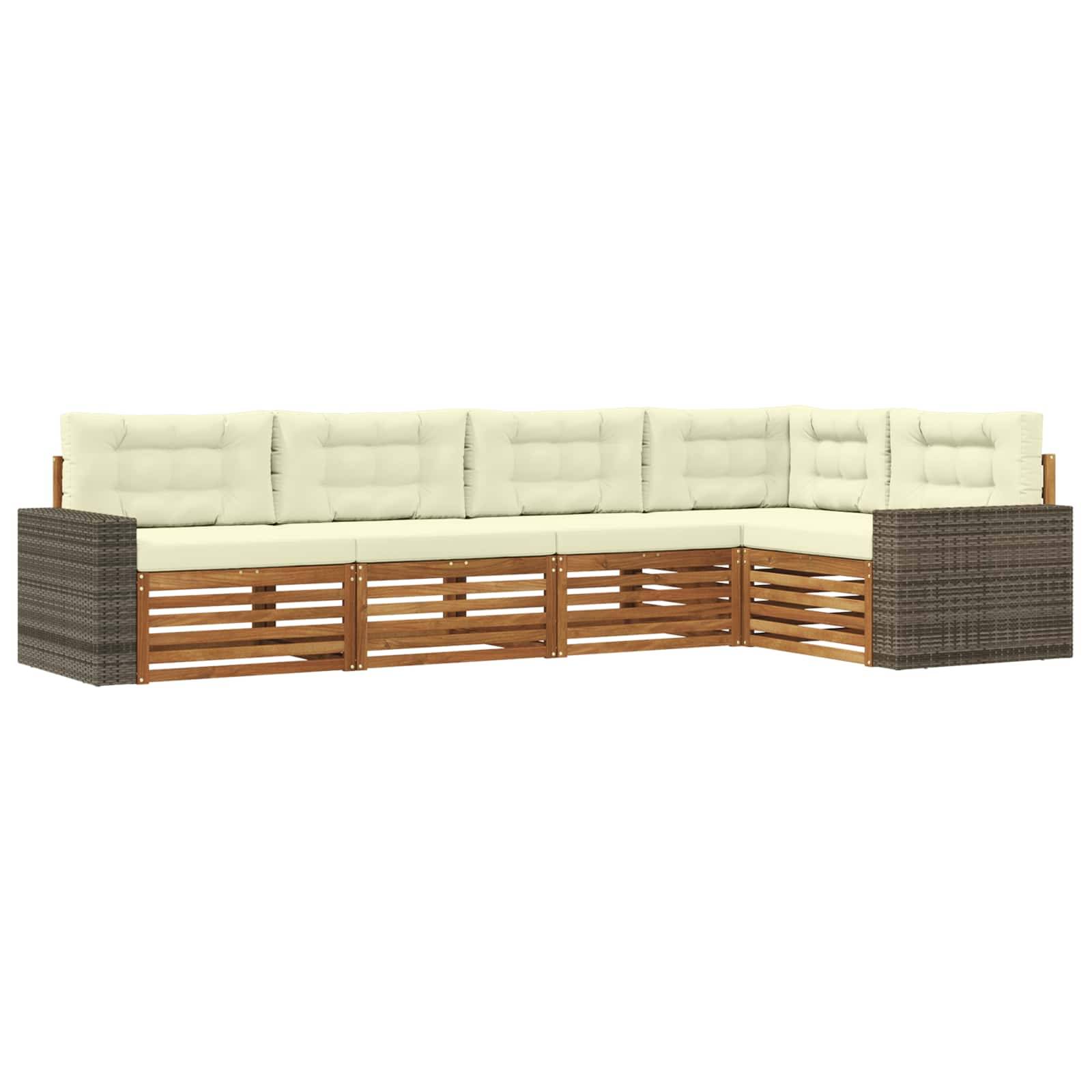 vidaXL Outdoor-Sofagarnitur 5 pcs Natur und Creme 331 x 172,5 x 73 cm