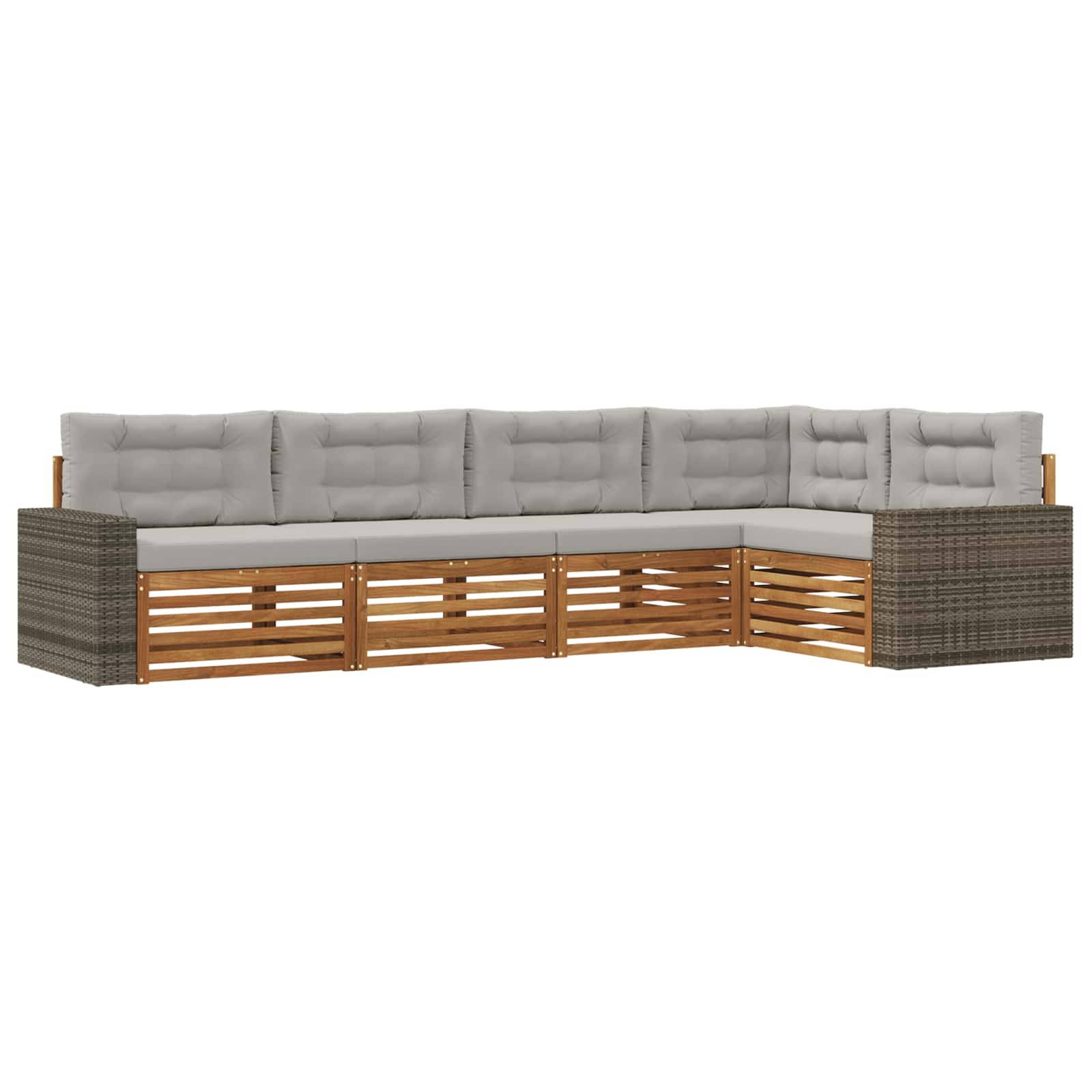 vidaXL Outdoor-Sofagarnitur 5 pcs Natürlich und Hellgrau