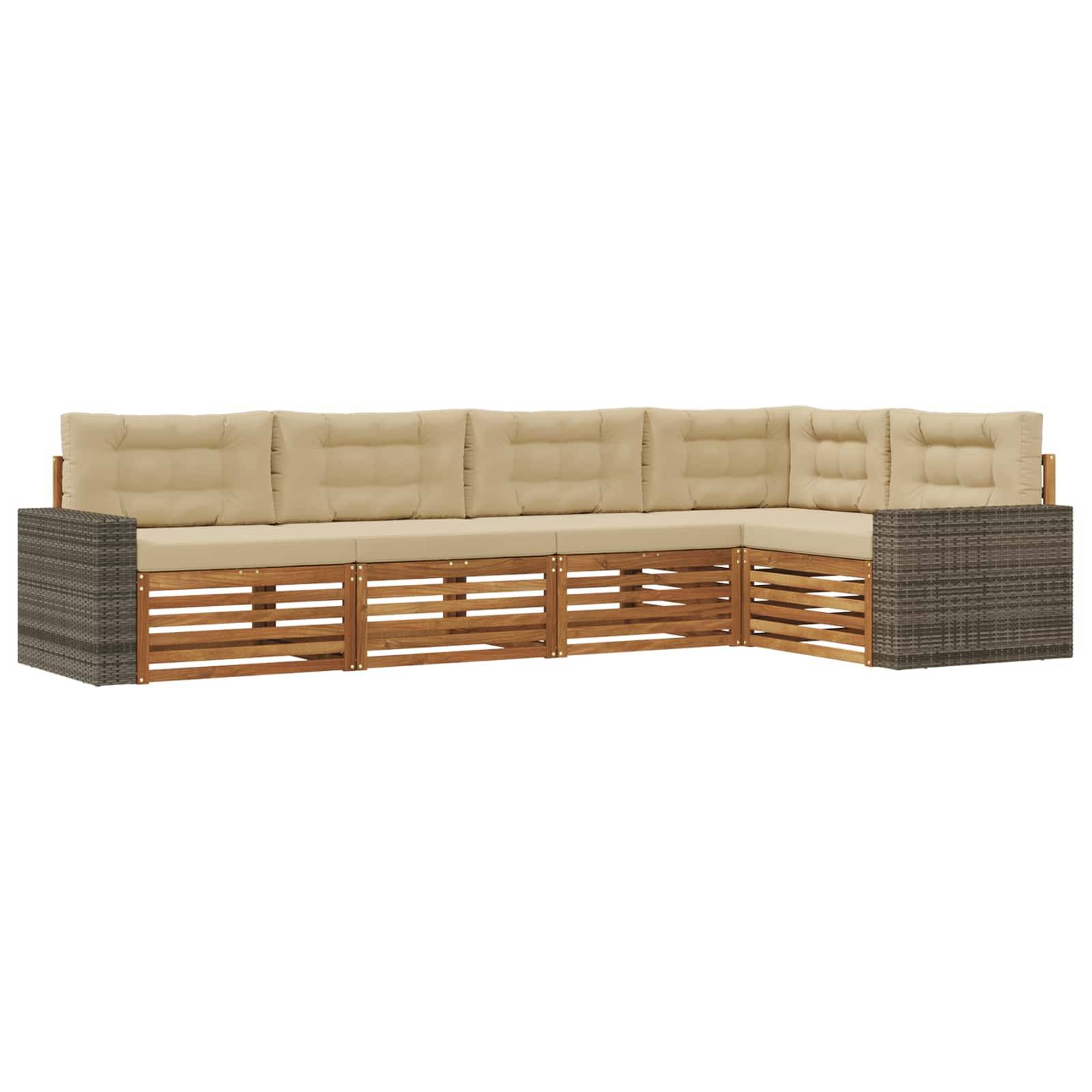 vidaXL Outdoor-Sofagarnitur 5 pcs Natur und Beige 331 x 172,5 x 73 cm