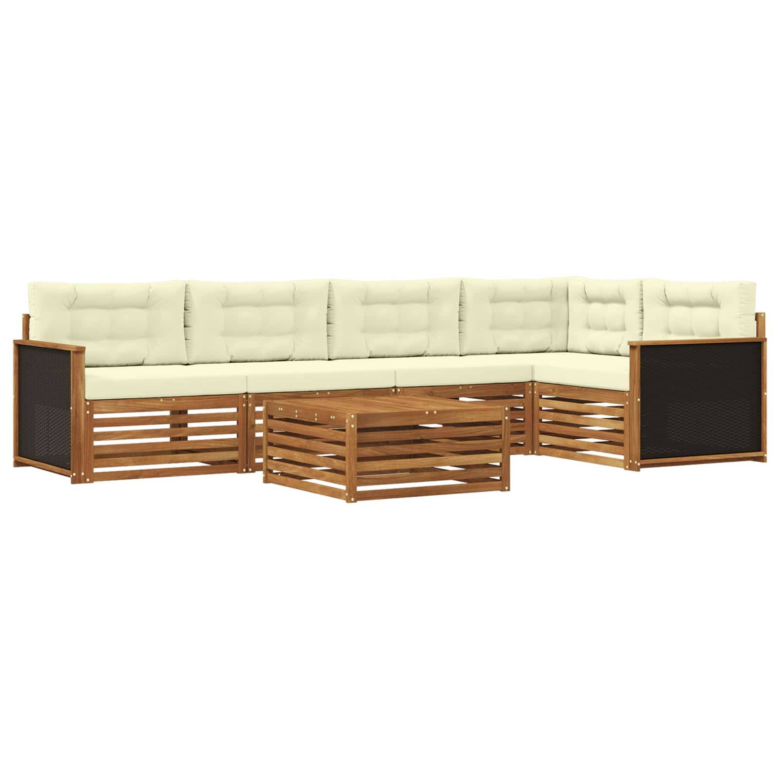 vidaXL Outdoor-Sofagarnitur 6 pcs Natur und Creme 79 x 79 x 37 cm
