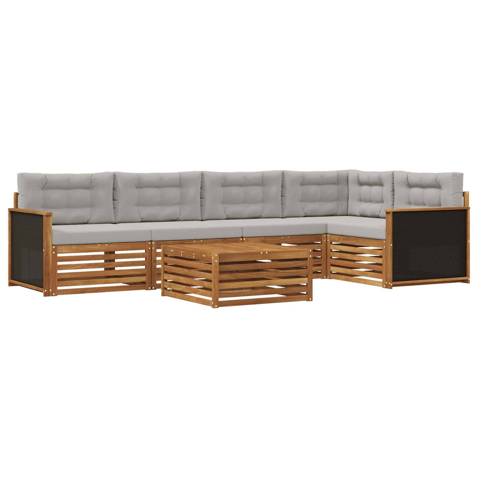 vidaXL Outdoor-Sofagarnitur 6 pcs Natürlich und Hellgrau