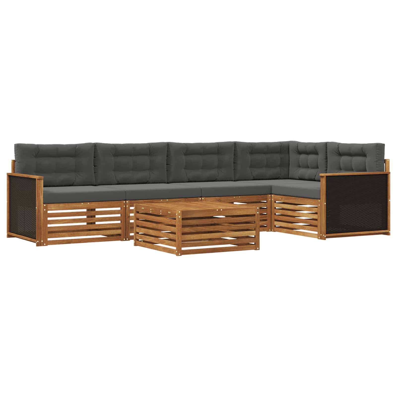 vidaXL Outdoor-Sofagarnitur 6 pcs Natur und Anthrazit 79 x 79 x 37 cm