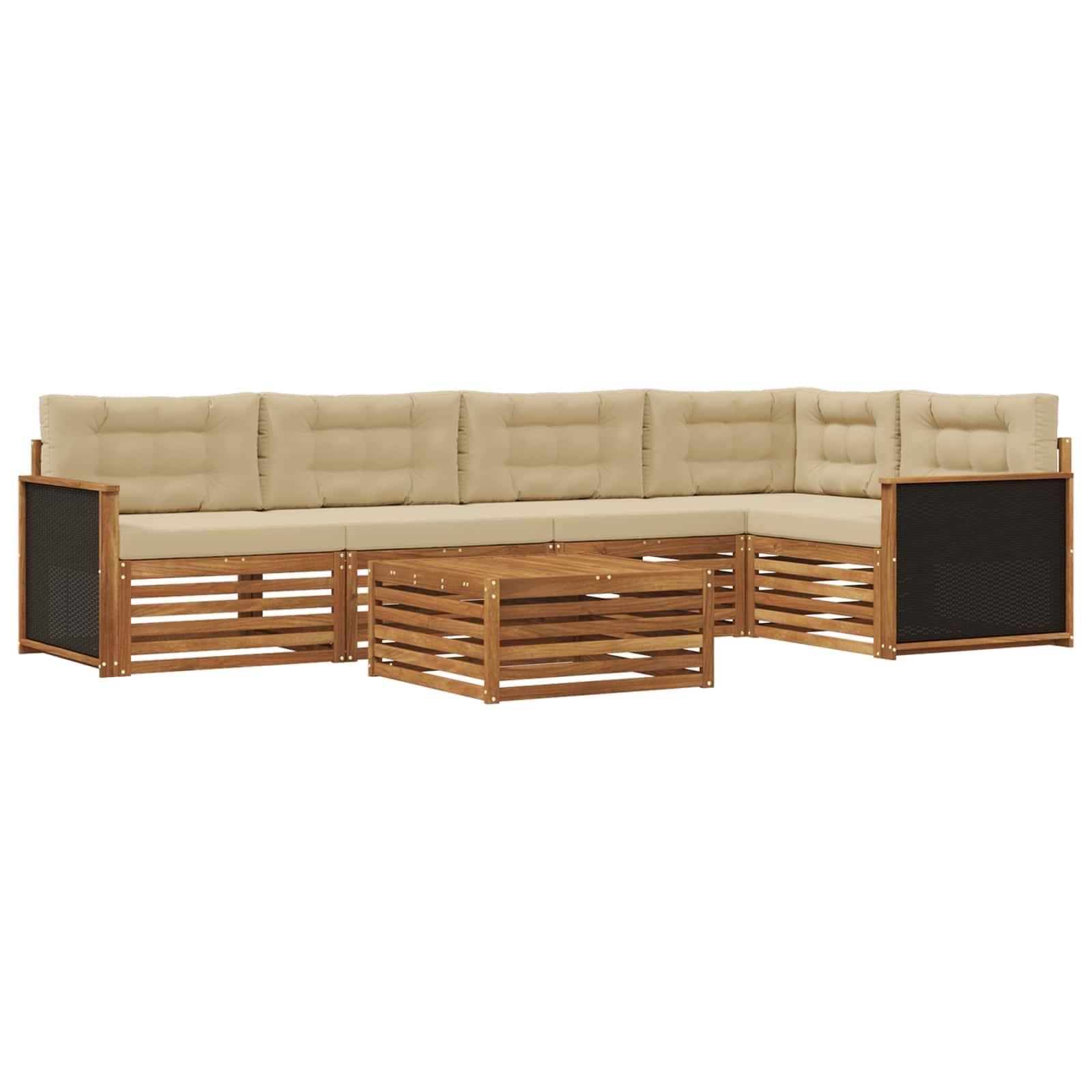 vidaXL Outdoor-Sofagarnitur 6 pcs Natur und Beige 79 x 79 x 37 cm
