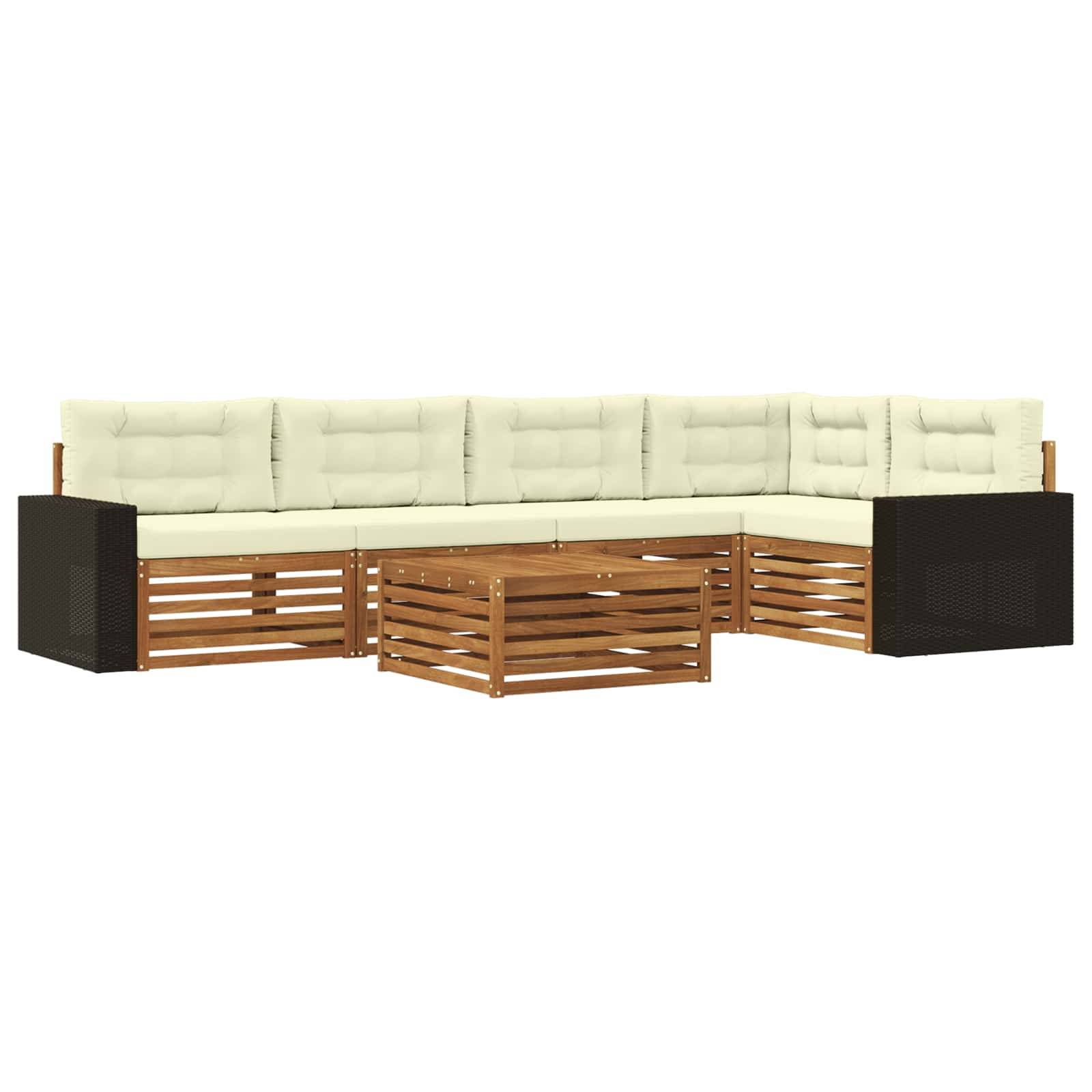 vidaXL Outdoor-Sofagarnitur 6 pcs Natur und Creme 79 x 79 x 37 cm