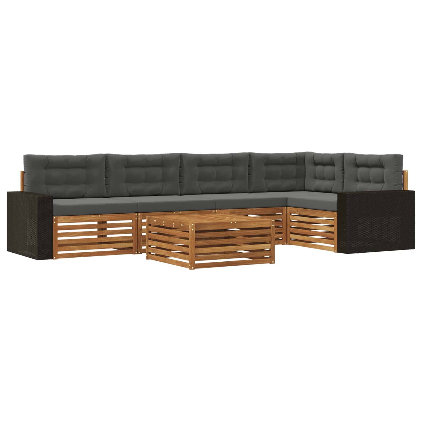 vidaXL Outdoor-Sofagarnitur 6 pcs Natur und Anthrazit 79 x 79 x 37 cm
