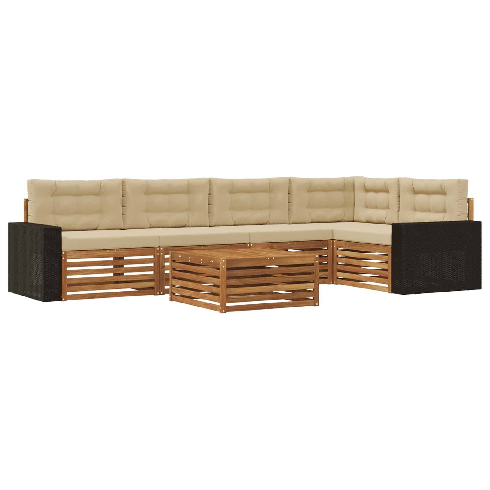 vidaXL Outdoor-Sofagarnitur 6 pcs Natur und Beige 79 x 79 x 37 cm