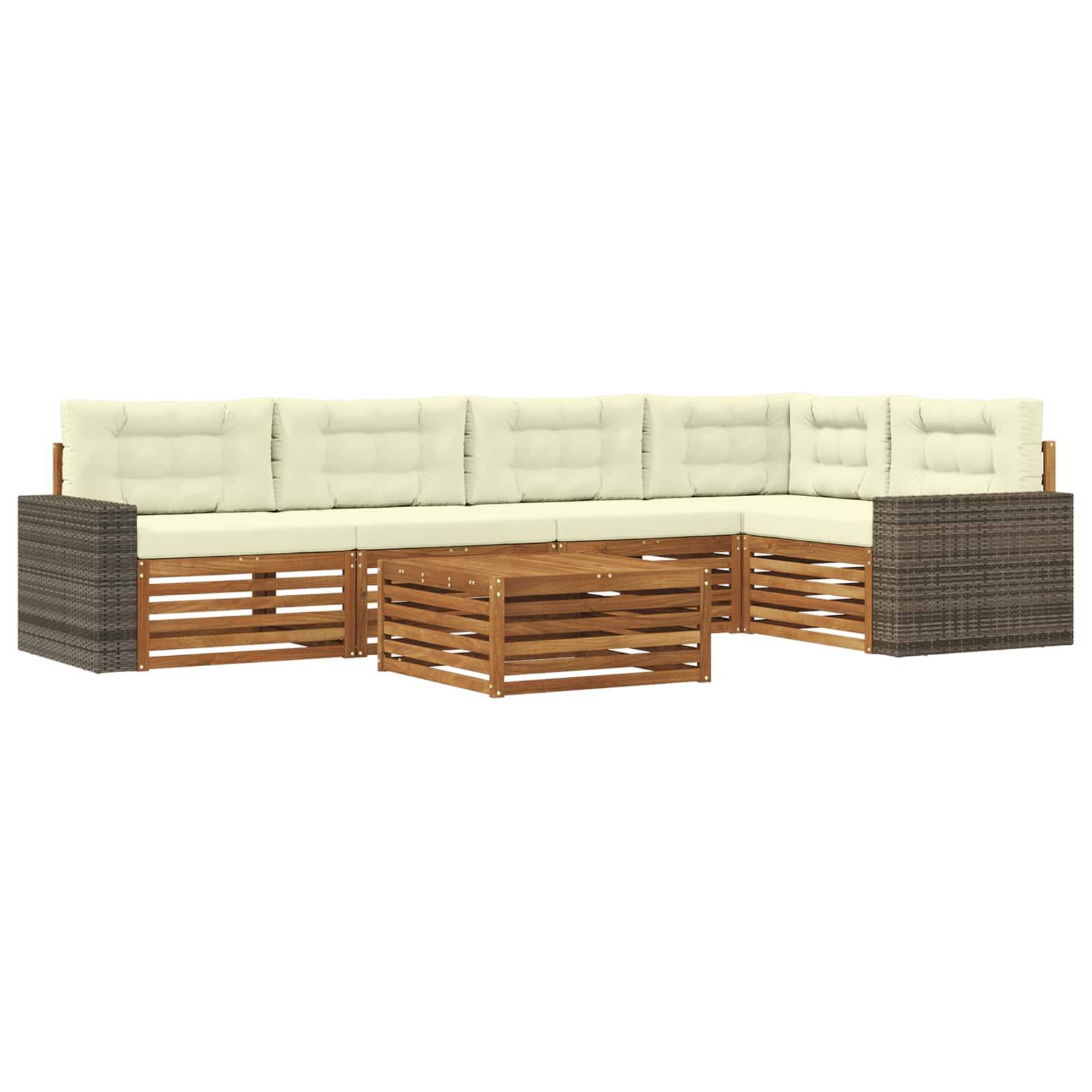 vidaXL Outdoor-Sofagarnitur 6 pcs Natur und Creme 79 x 79 x 37 cm