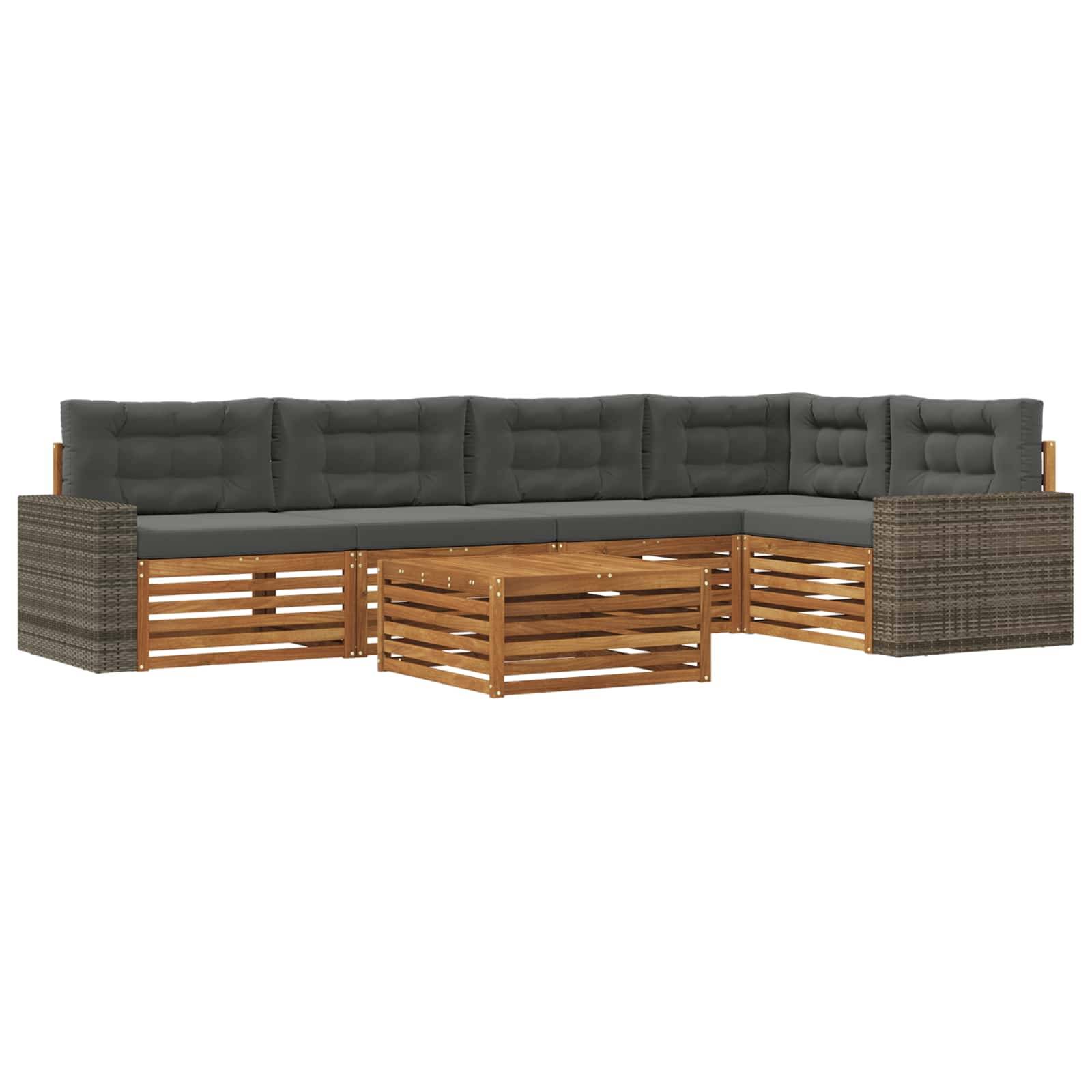 vidaXL Outdoor-Sofagarnitur 6 pcs Natur und Anthrazit 79 x 79 x 37 cm