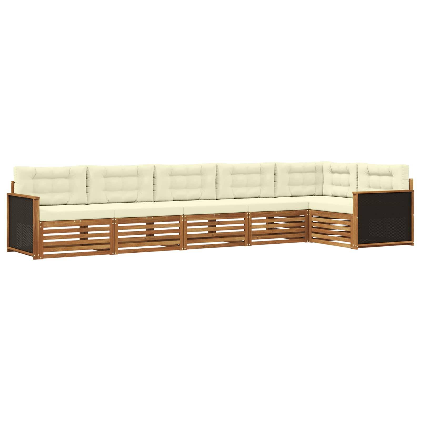 vidaXL Outdoor-Sofagarnitur 6 pcs Natur und Creme 406 x 168,5 x 73 cm