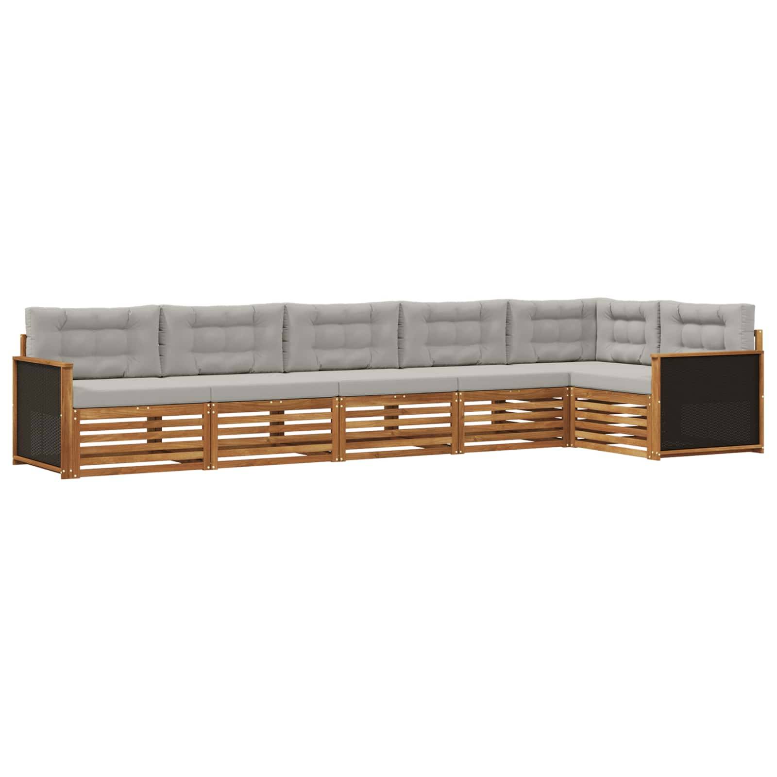 vidaXL Outdoor-Sofagarnitur 6 pcs Natürlich und Hellgrau