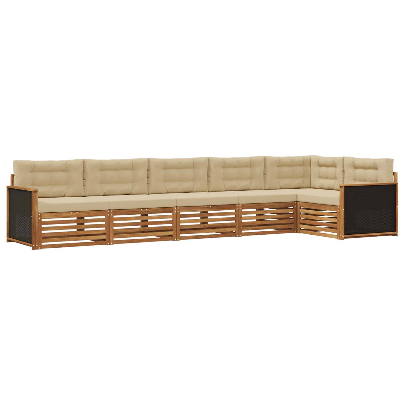 vidaXL Outdoor-Sofagarnitur 6 pcs Natur und Beige 406 x 168,5 x 73 cm