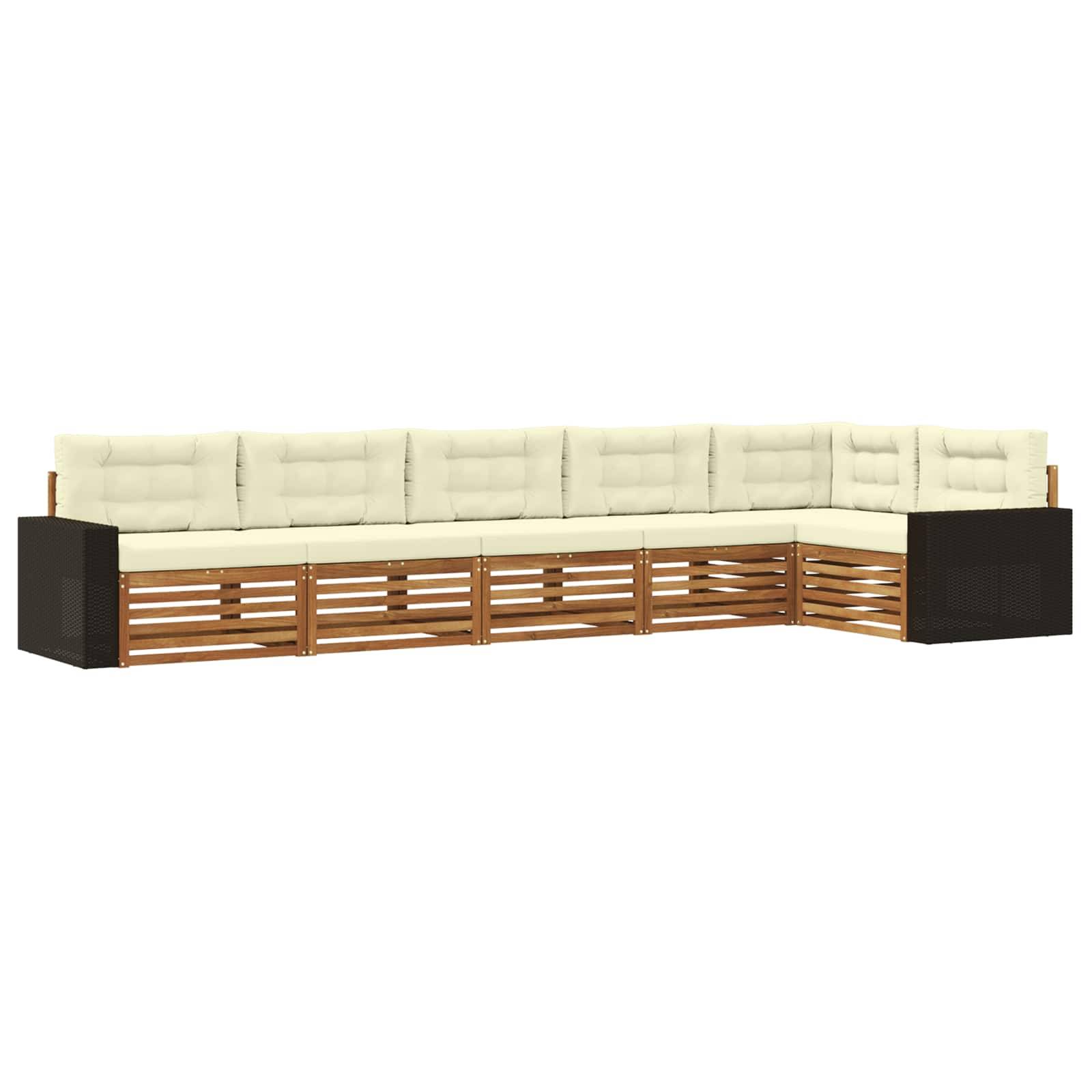 vidaXL Outdoor-Sofagarnitur 6 pcs Natur und Creme 402 x 172,5 x 73 cm