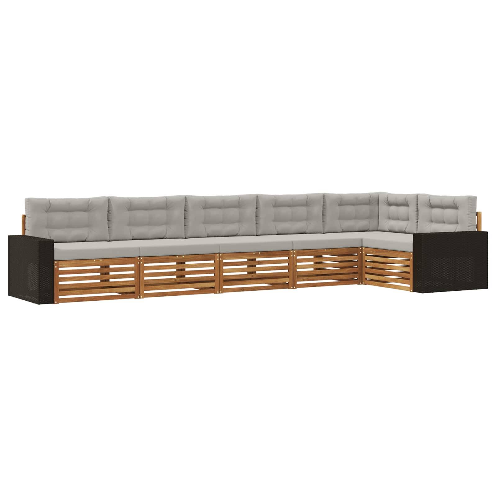 vidaXL Outdoor-Sofagarnitur 6 pcs Natürlich und Hellgrau