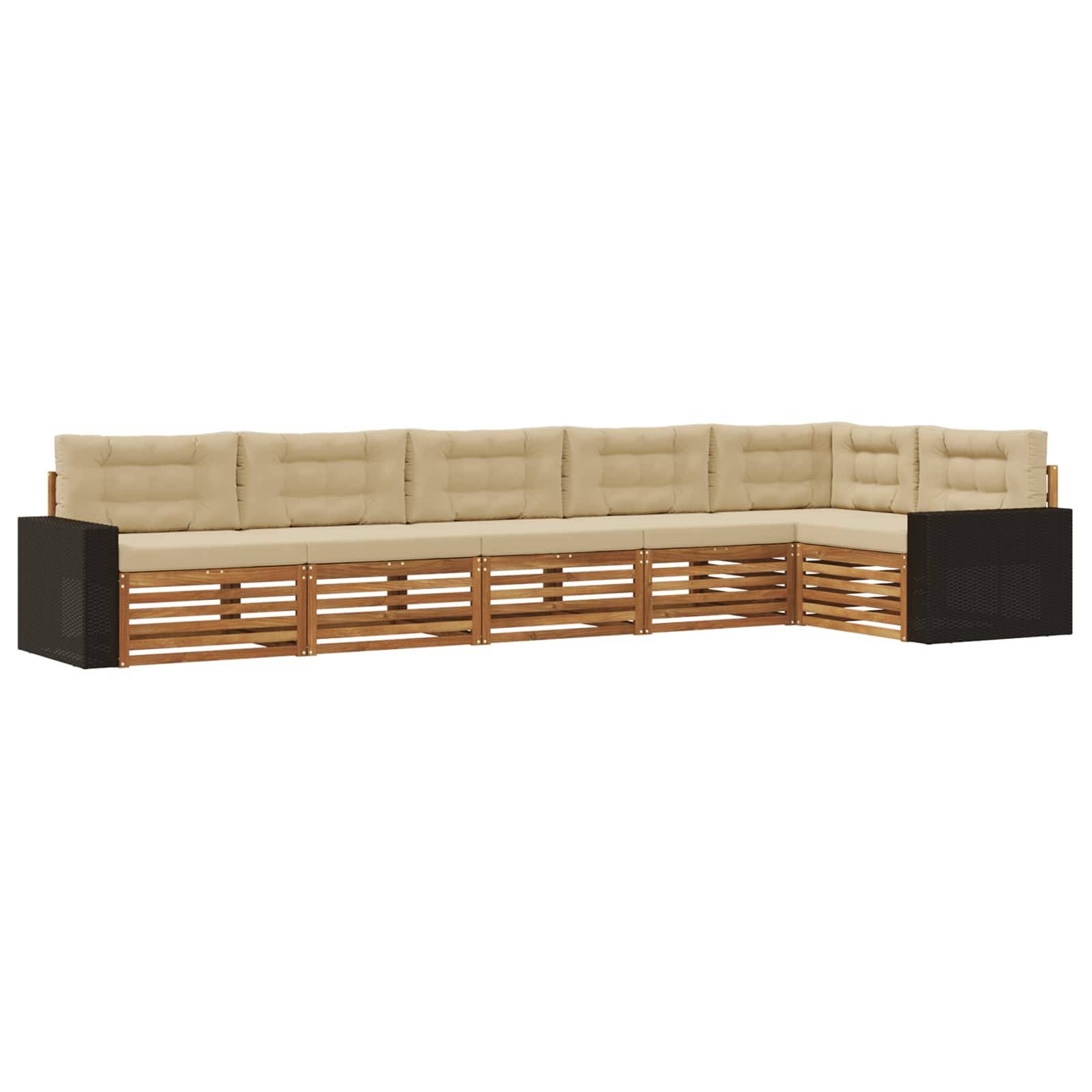 vidaXL Outdoor-Sofagarnitur 6 pcs Natur und Beige 402 x 172,5 x 73 cm