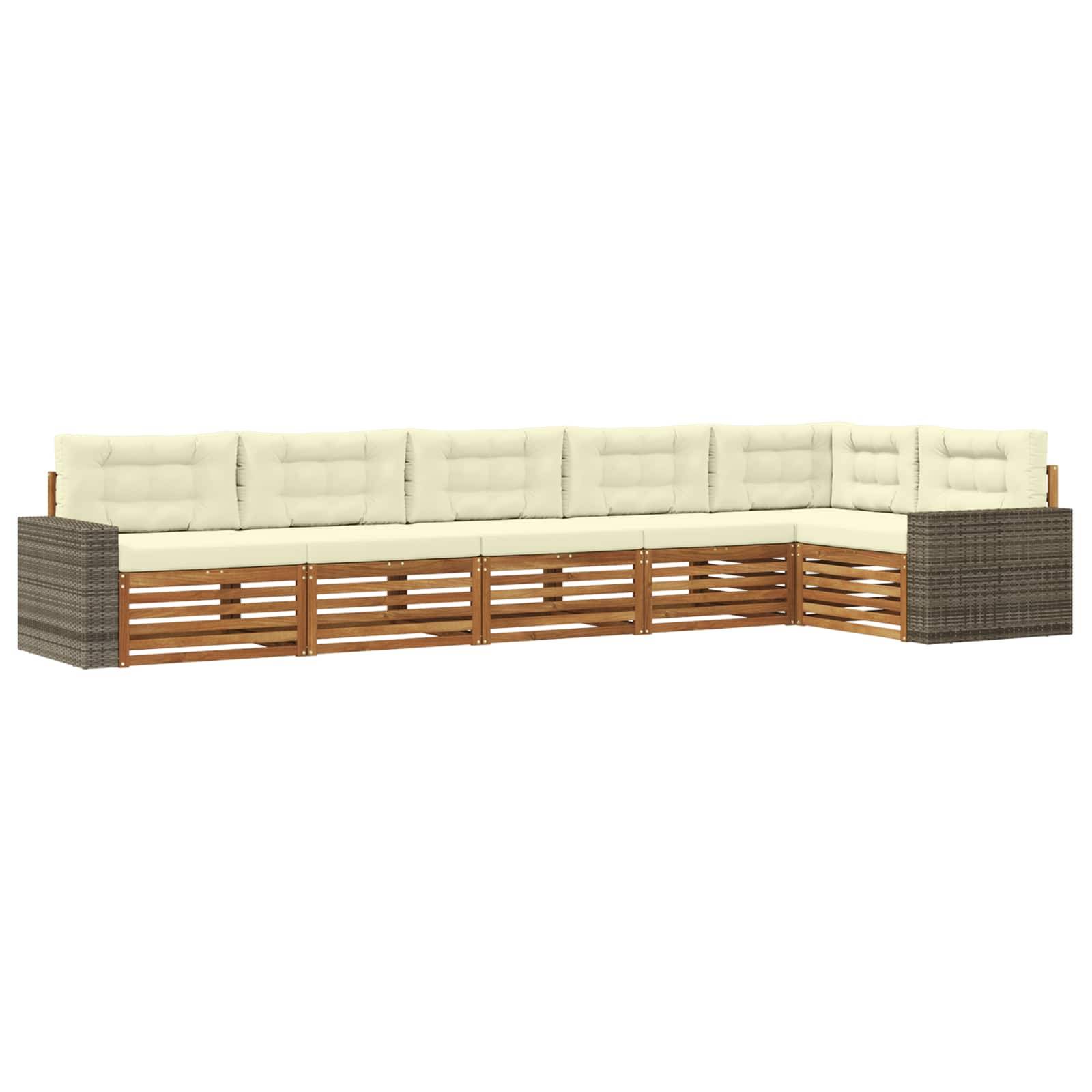 vidaXL Outdoor-Sofagarnitur 6 pcs Natur und Creme 402 x 172,5 x 73 cm